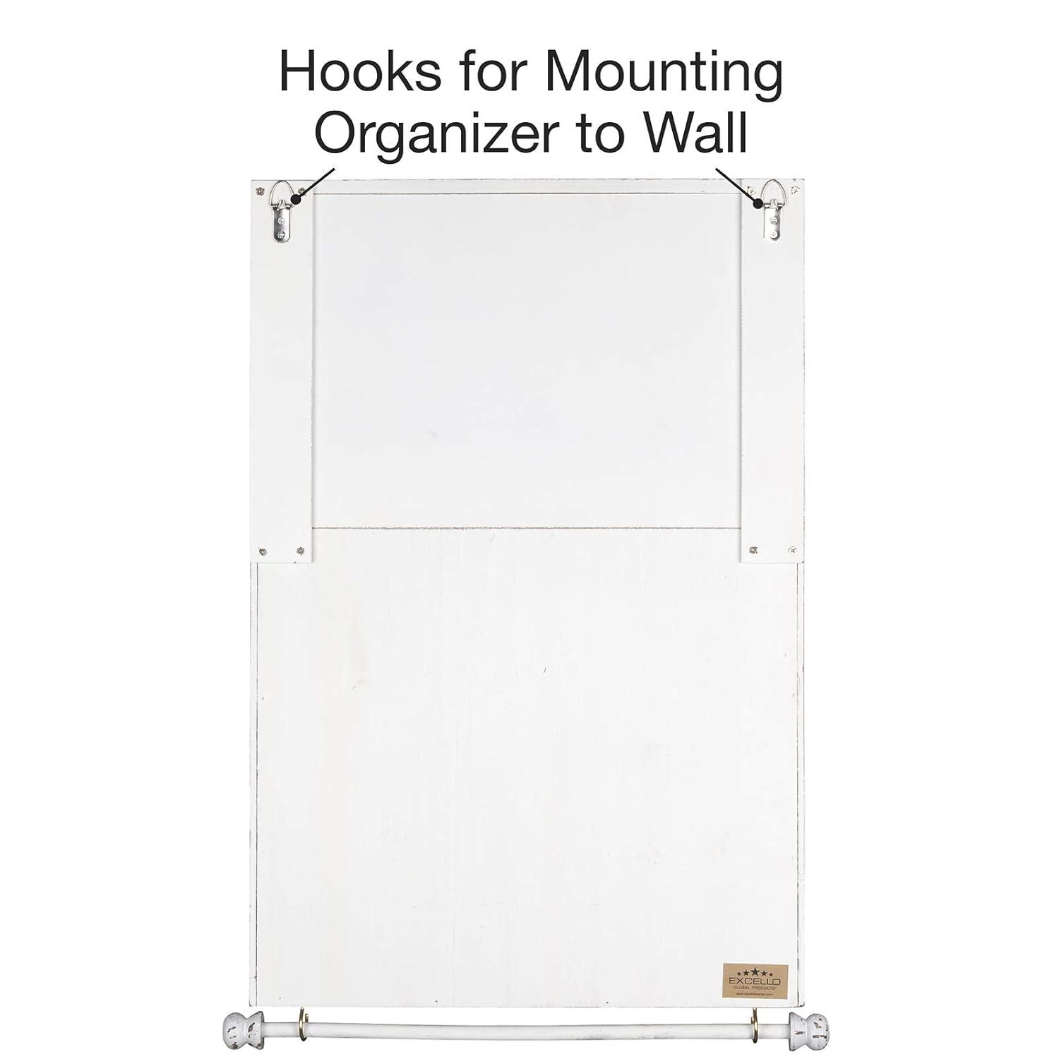 Excello Global Products Large Rustic Wall Mounted Jewelry Organizer with Barndoor Decor Jewelry holder for Necklaces, Earings, Bracelets, Ring Holder, and Accessories. Includes - White  EGP-HD-0283-OS