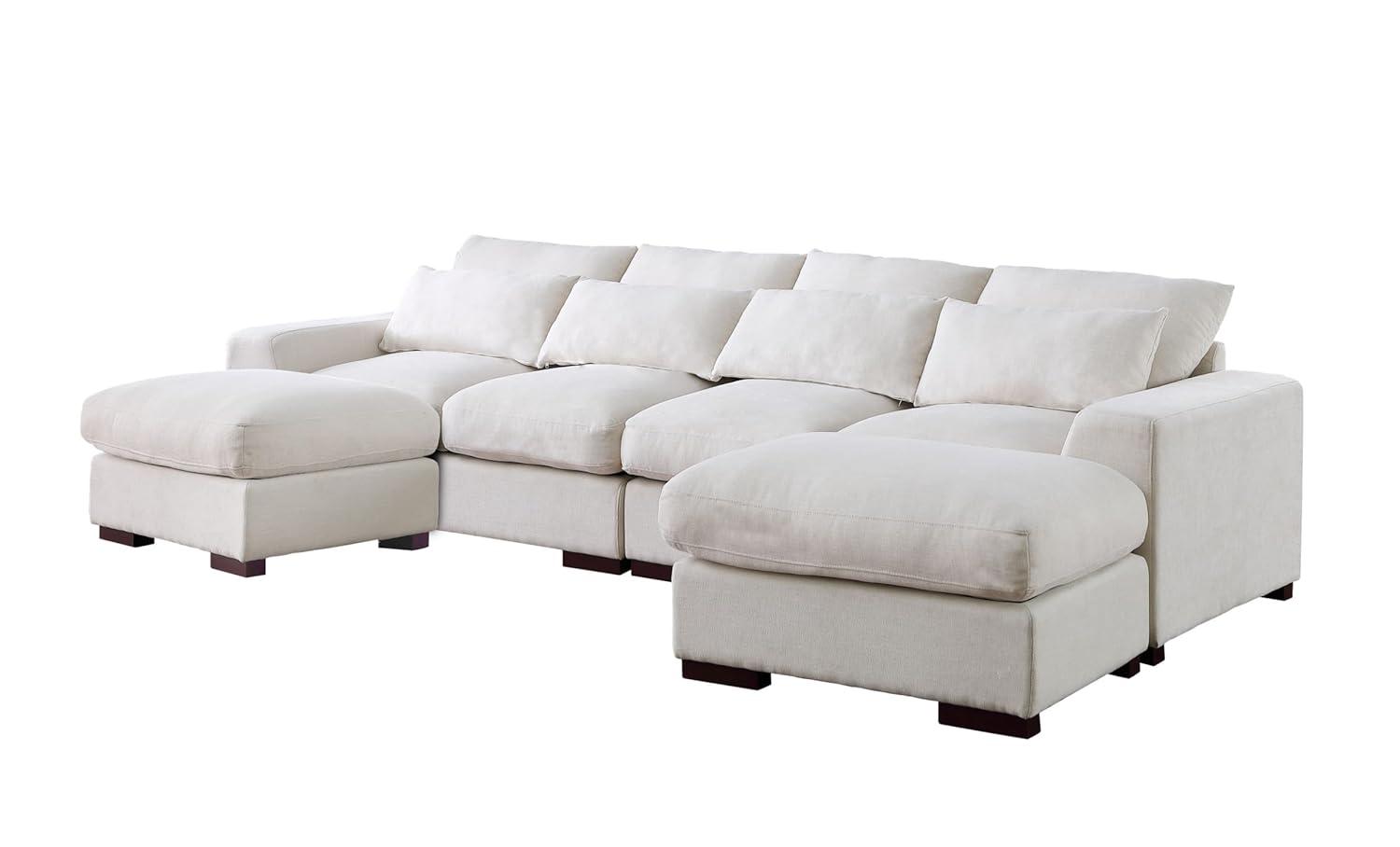 Biaggio Linen Blend Sectional with 2 Ottomans,Sectional Couch