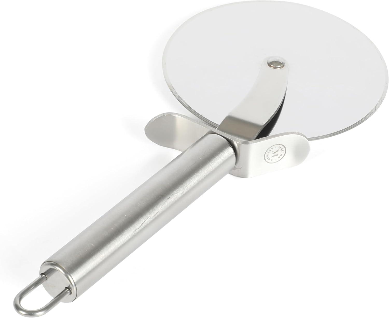 4" Silver Stainless Steel Pizza Cutter with Ergonomic Handle