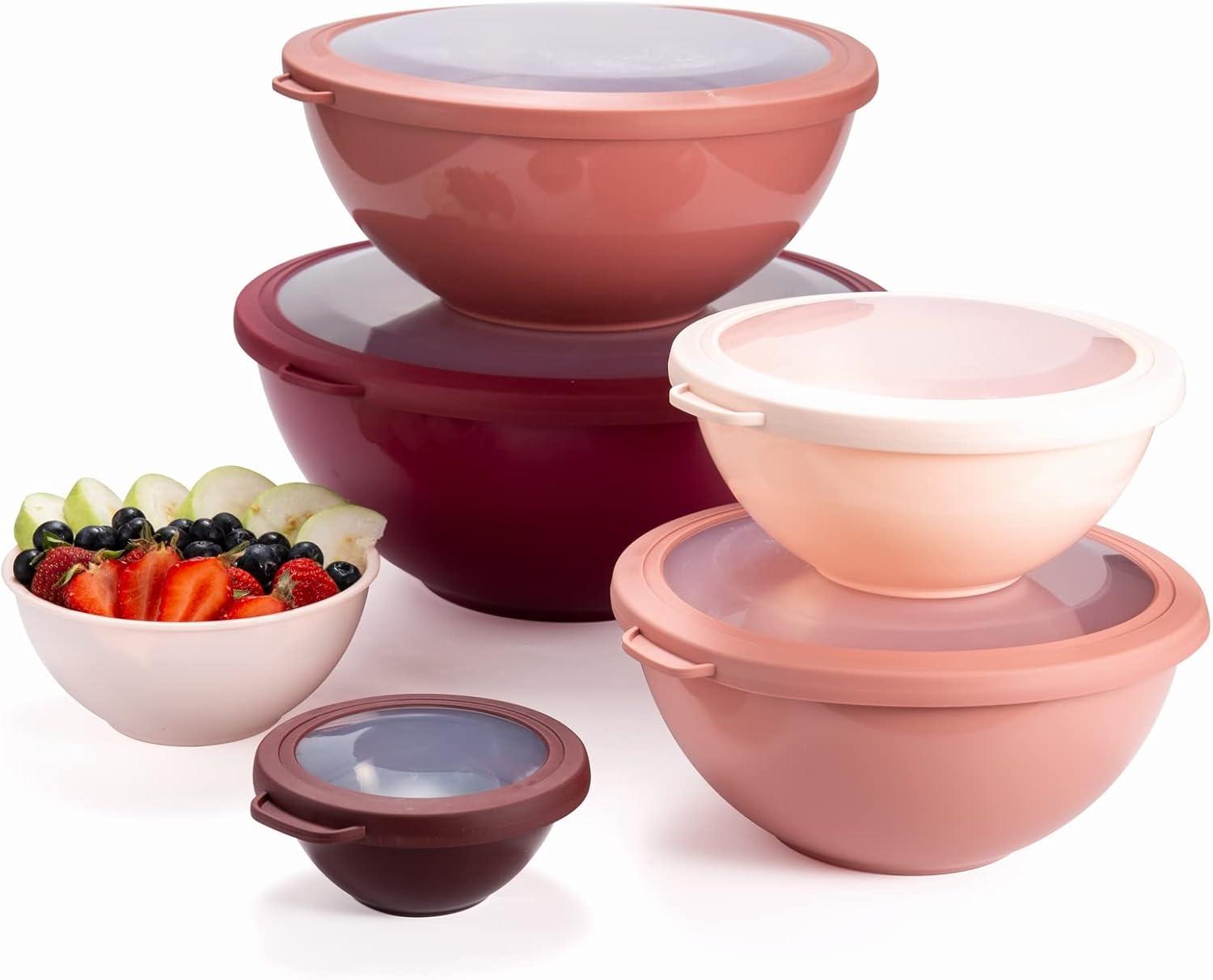 COOK WITH COLOR Mixing Bowls with Lids 12 Piece Set ROSE