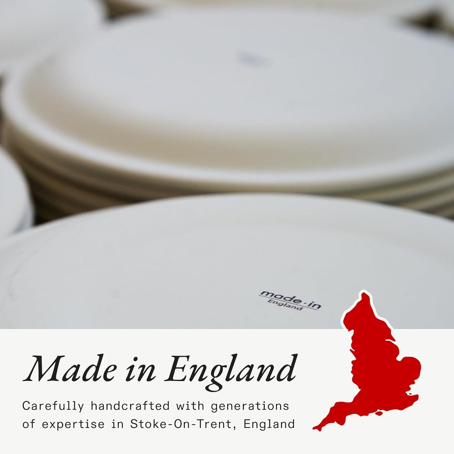 Made In Cookware - Set of 4 - Bread and Butter Plates - White With Navy Rim - Porcelain - Made in England