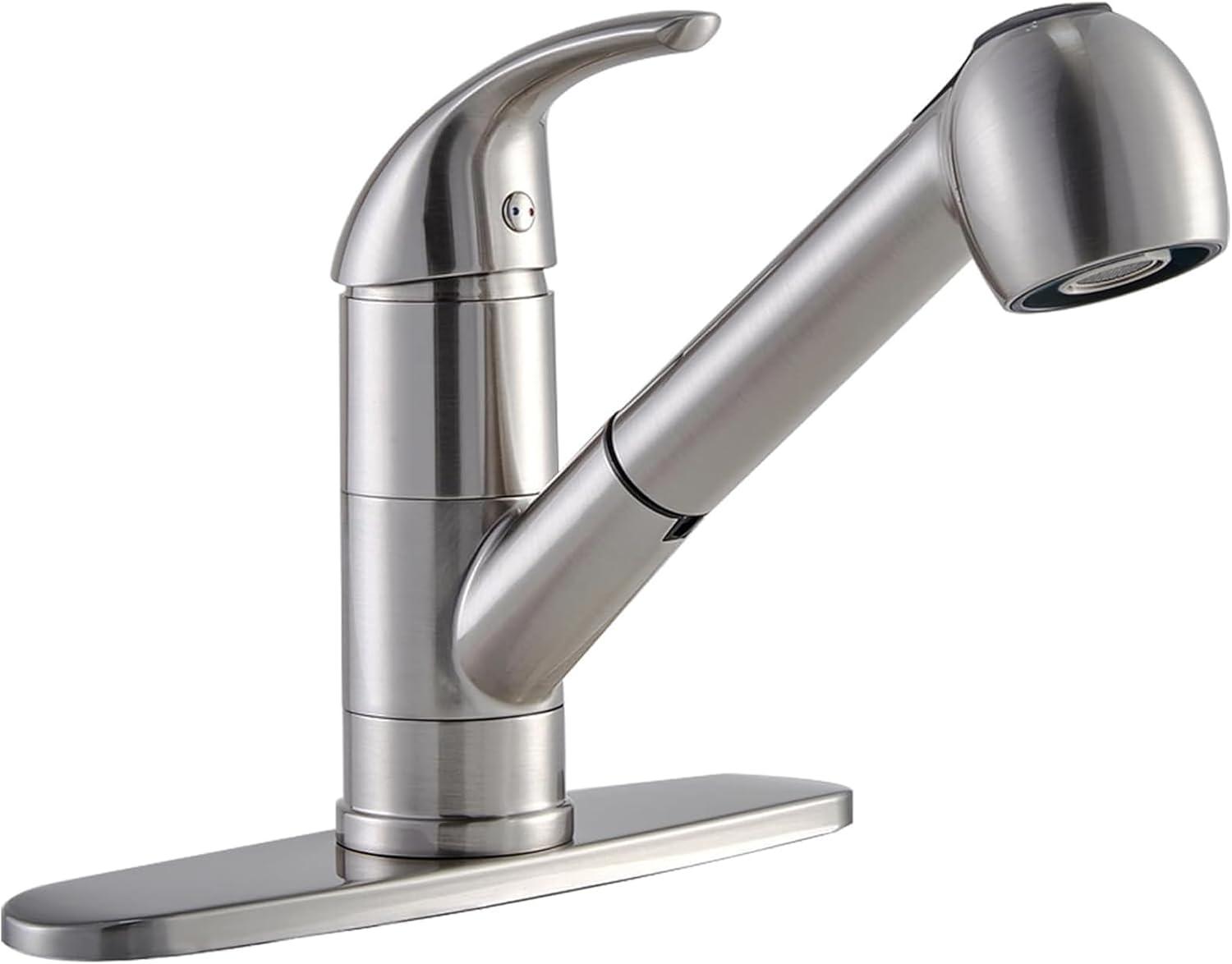 Brushed Nickel Stainless Steel Pull-Out Kitchen Faucet