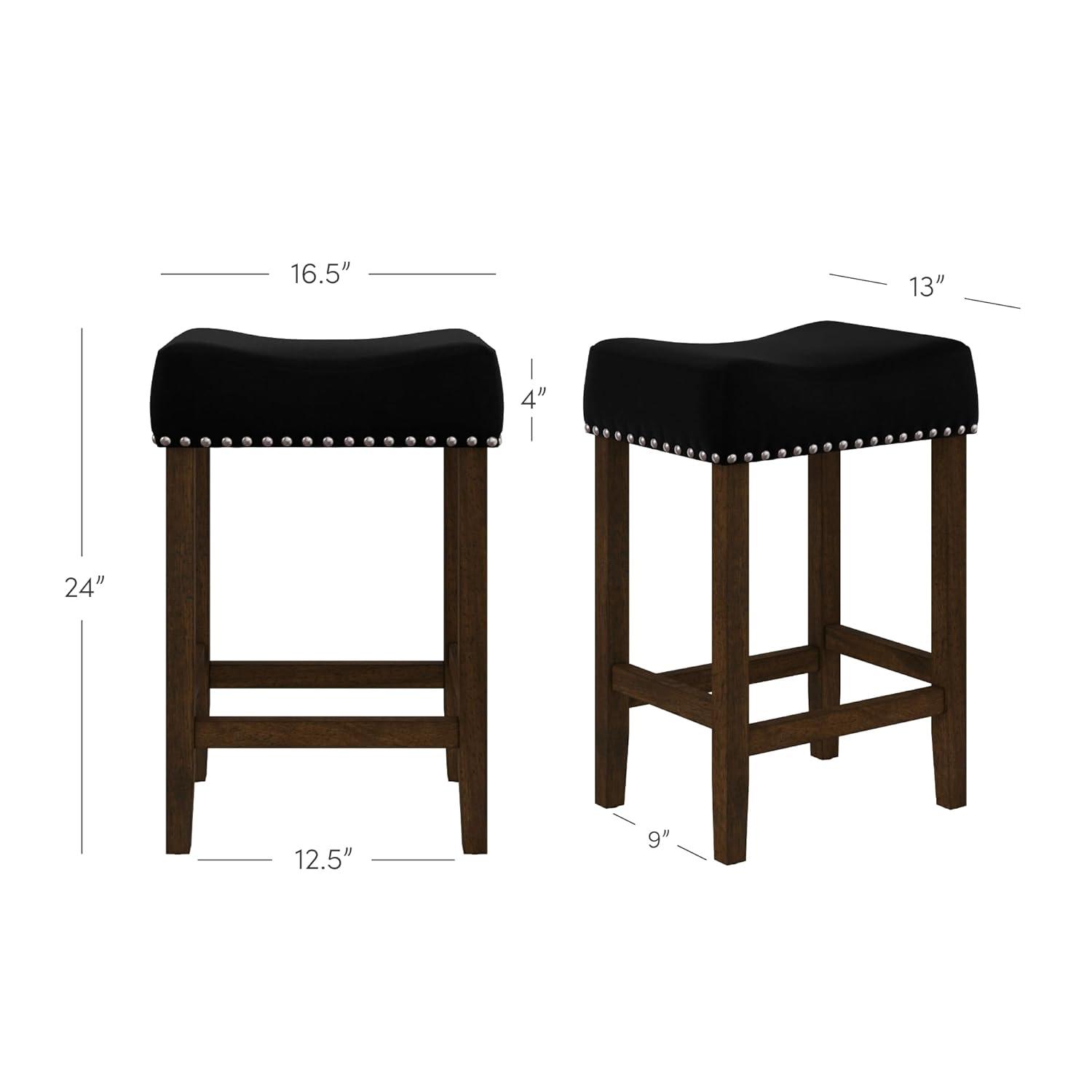 24" Wood Upholstered Saddle Seat Barstool - Nathan James