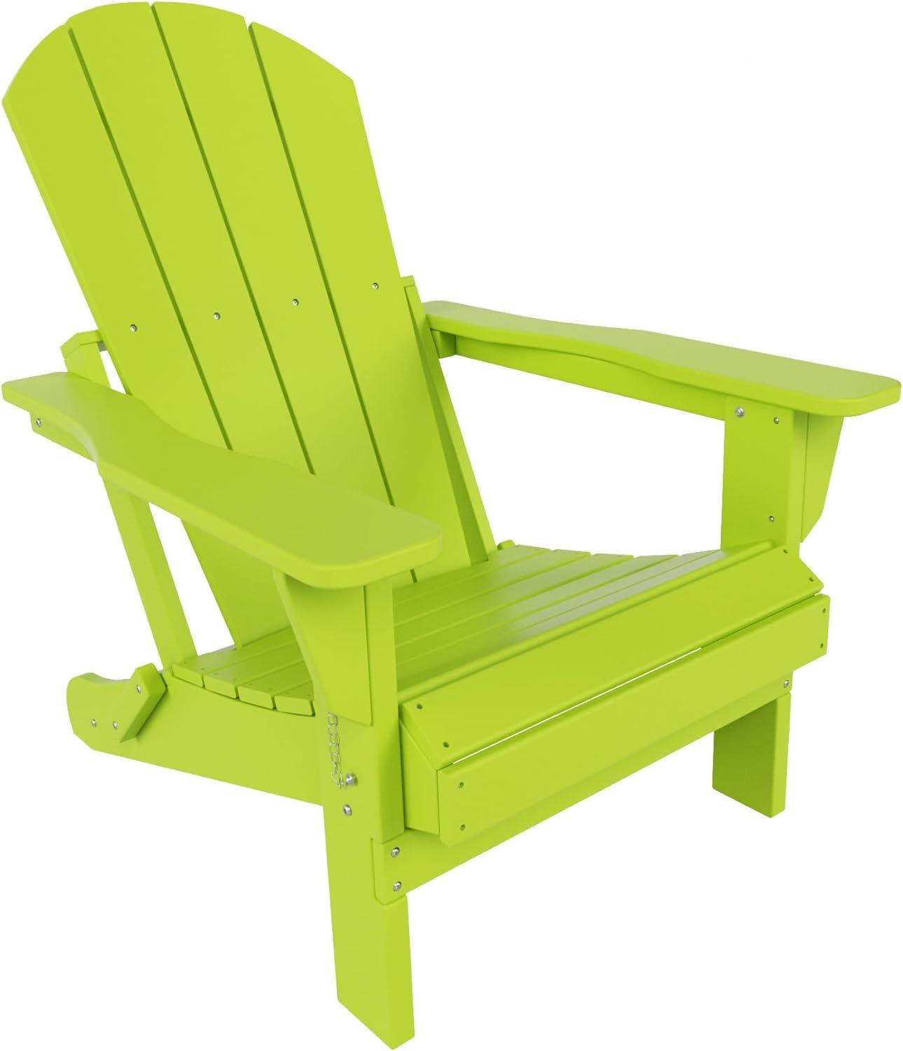 Lime Green HDPE Folding Adirondack Patio Chair