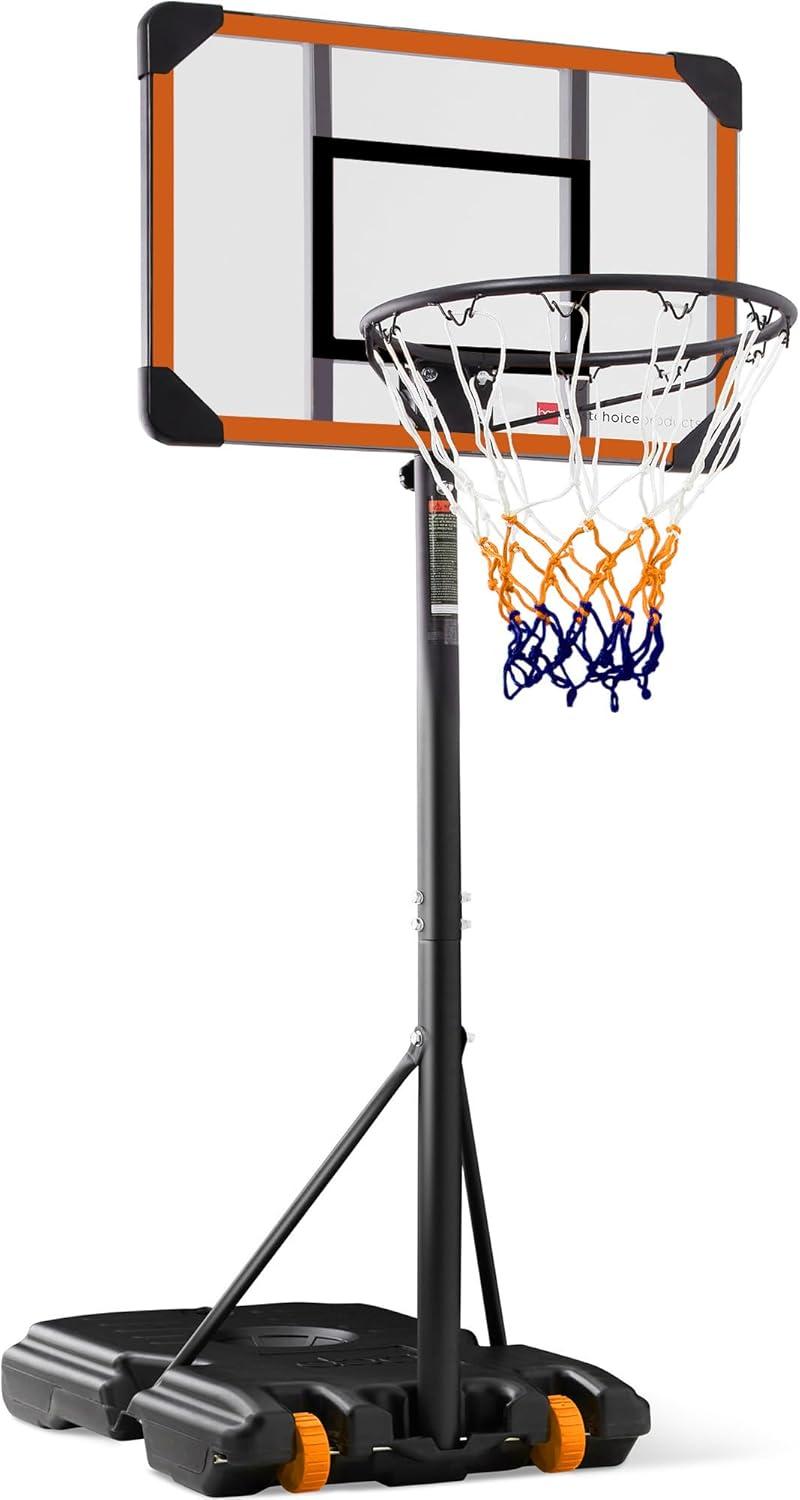 Best Choice Products Kids Height-Adjustable Basketball Hoop, Portable Game w/ 2 Wheels, Square Backboard