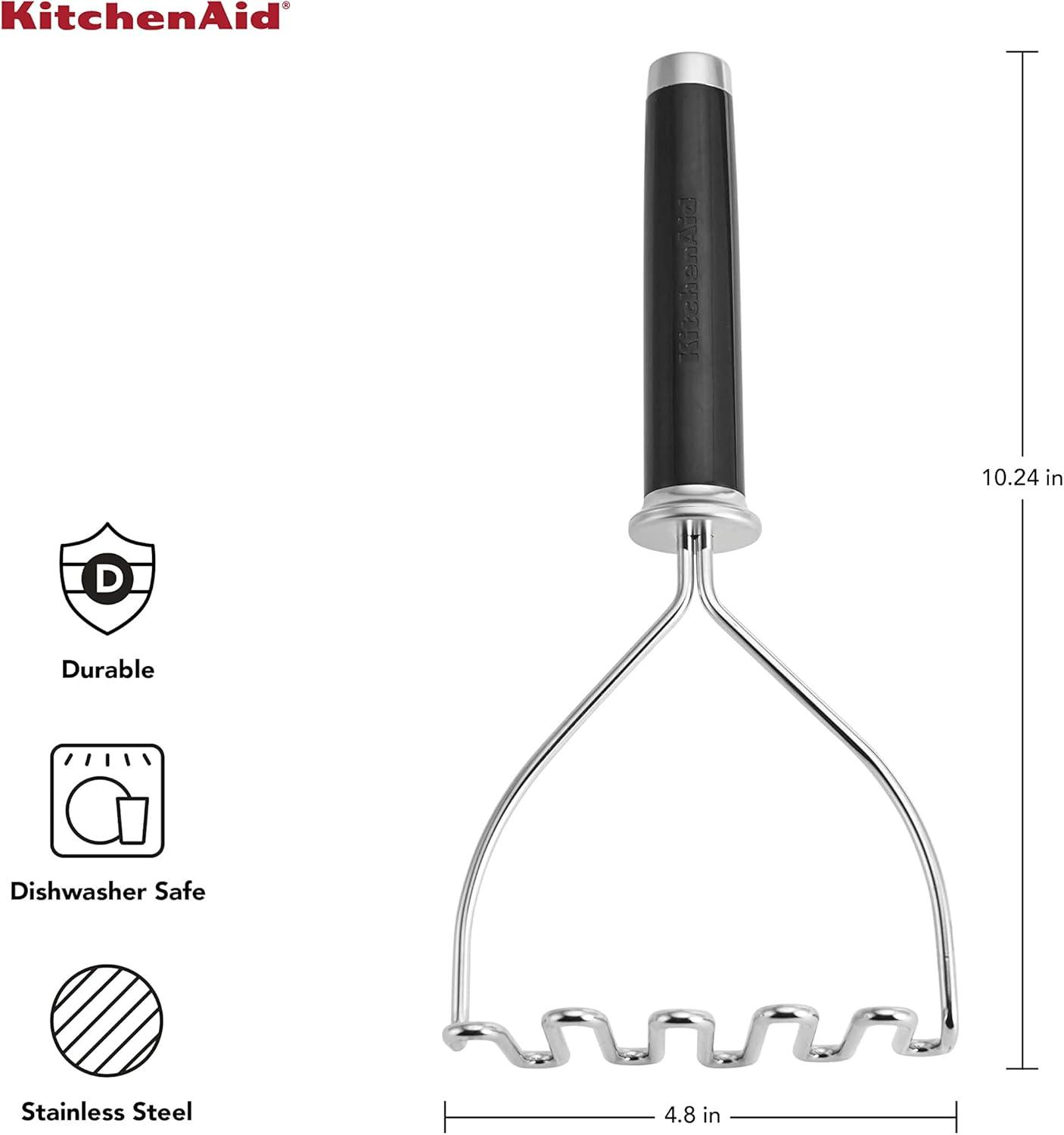 Ergonomic Black Stainless Steel Wire Masher for Vegetables and Fruits