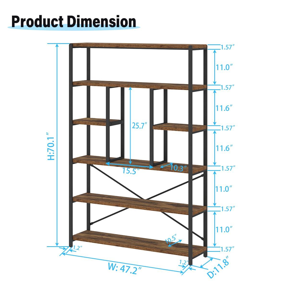Tribesigns 7-Tier L-Shaped Bookshelf, Modern Corner Book Display Shelving Unit Black