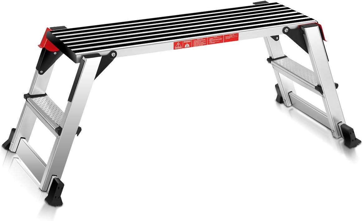 Aluminum Platform Non-Slip Folding Work Bench Drywall Stool Ladder 330lbs Capacity