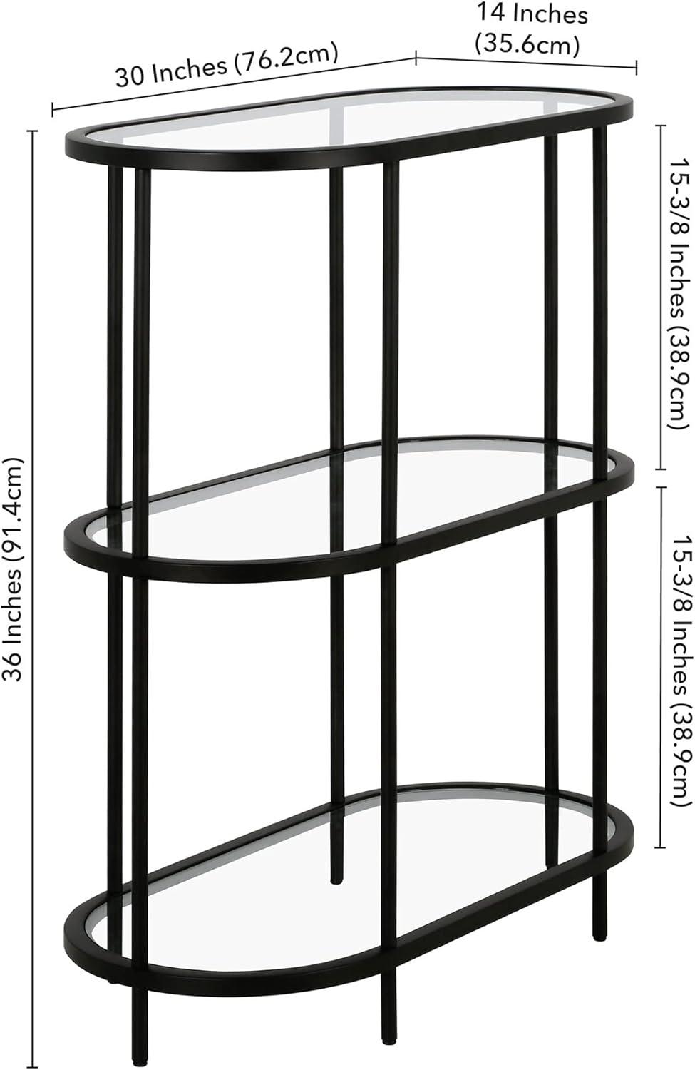 Evelyn&Zoe Leif 30" Wide Oval Bookcase, Blackened Bronze