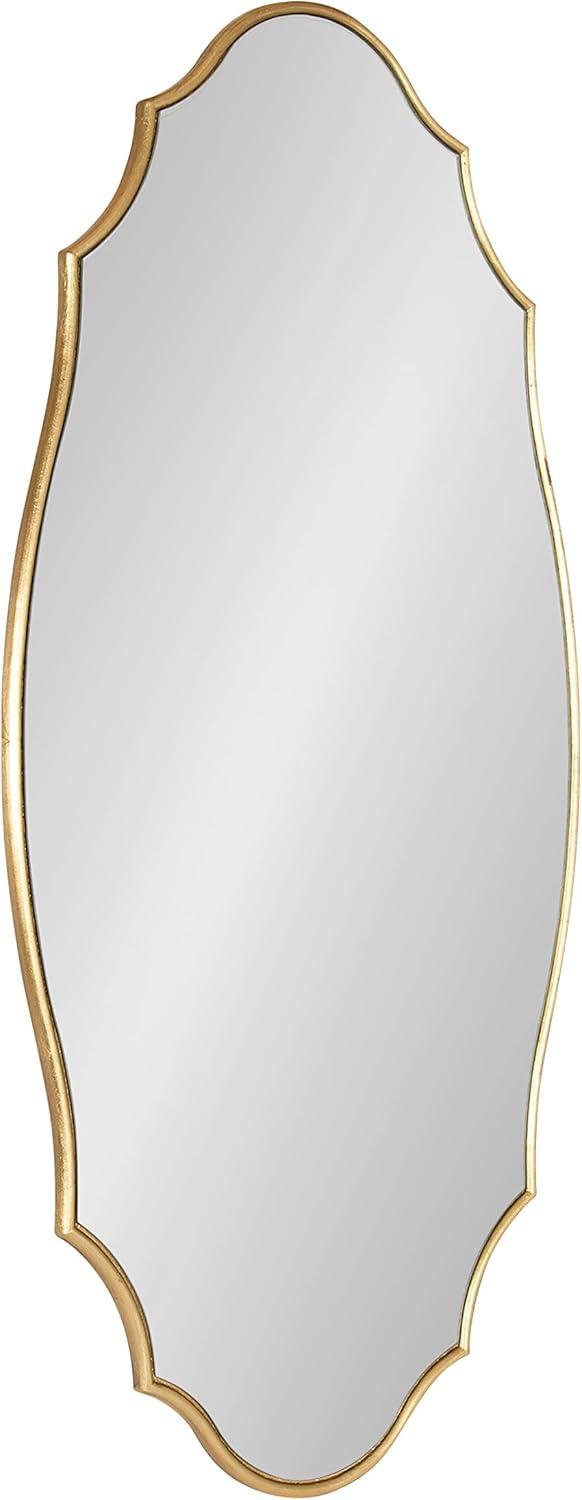 Kate and Laurel Leanna Modern Scalloped Wall Mirror, 20 x 42, Gold, Glam Oval Mirror for Wall