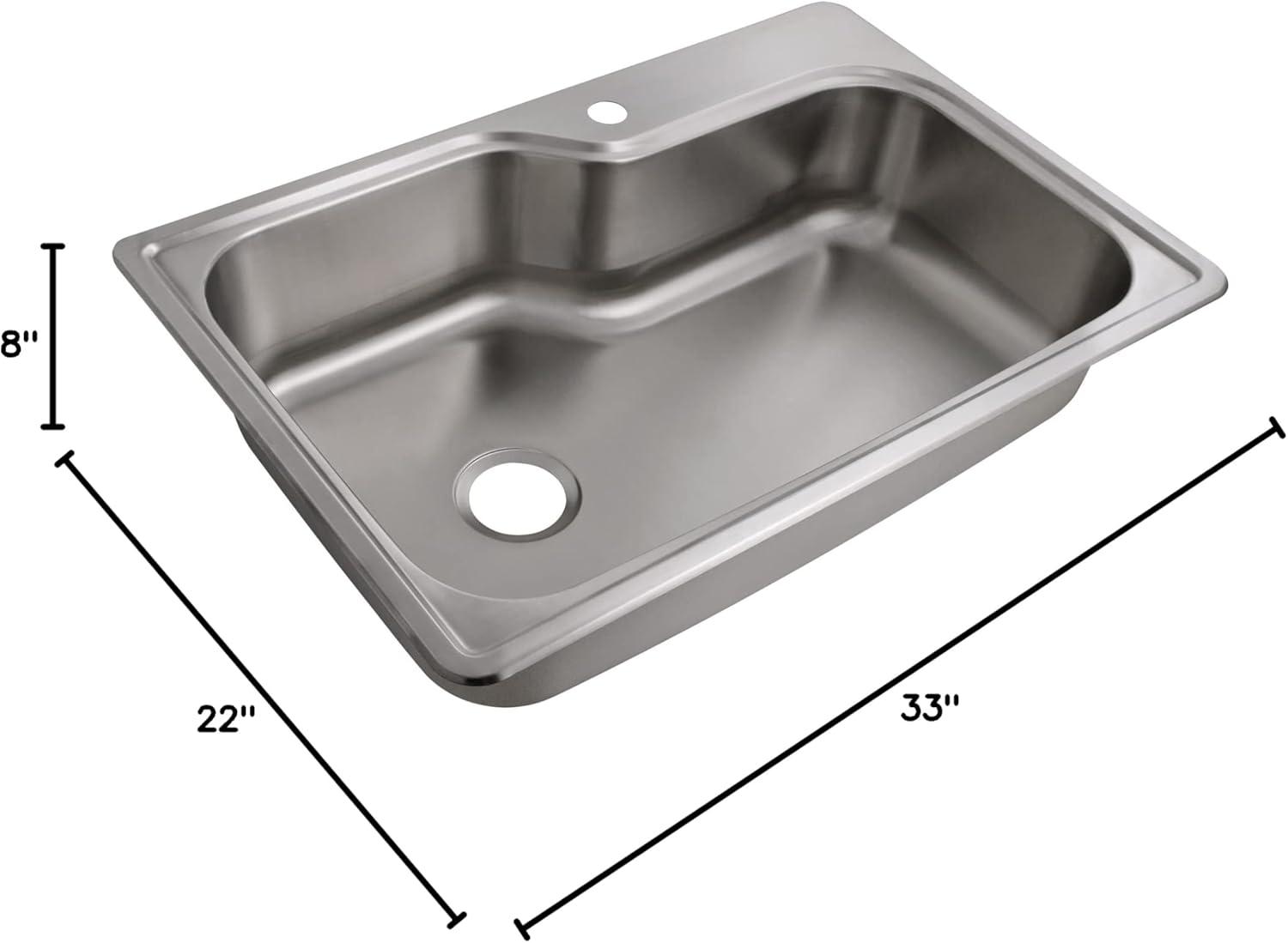 33" L x 22" W Drop-In Kitchen Sink