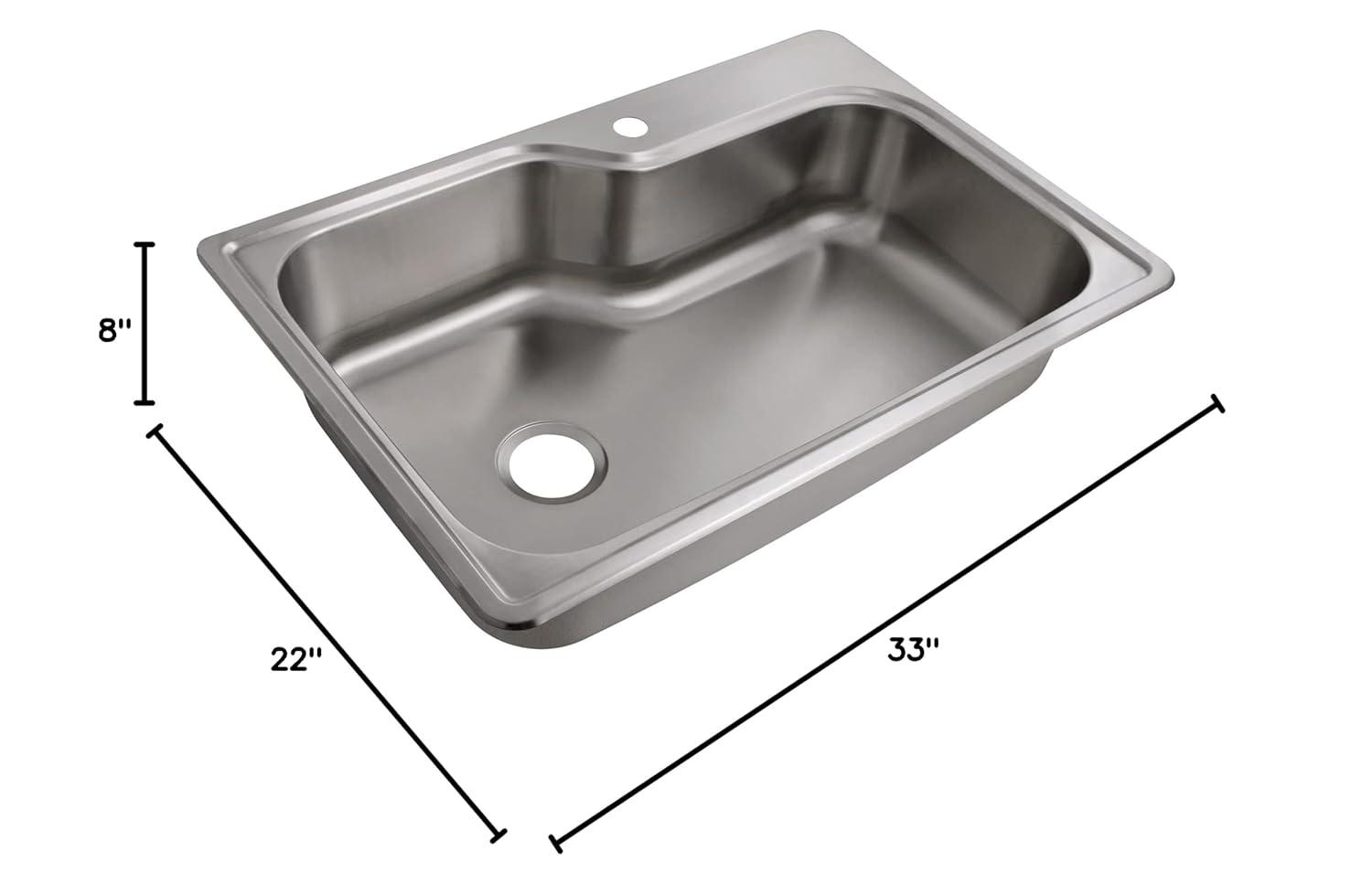 33" L x 22" W Drop-In Kitchen Sink