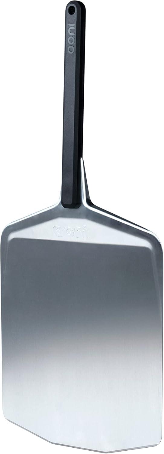 14-Inch Silver Aluminum Pizza Peel with Black Handle