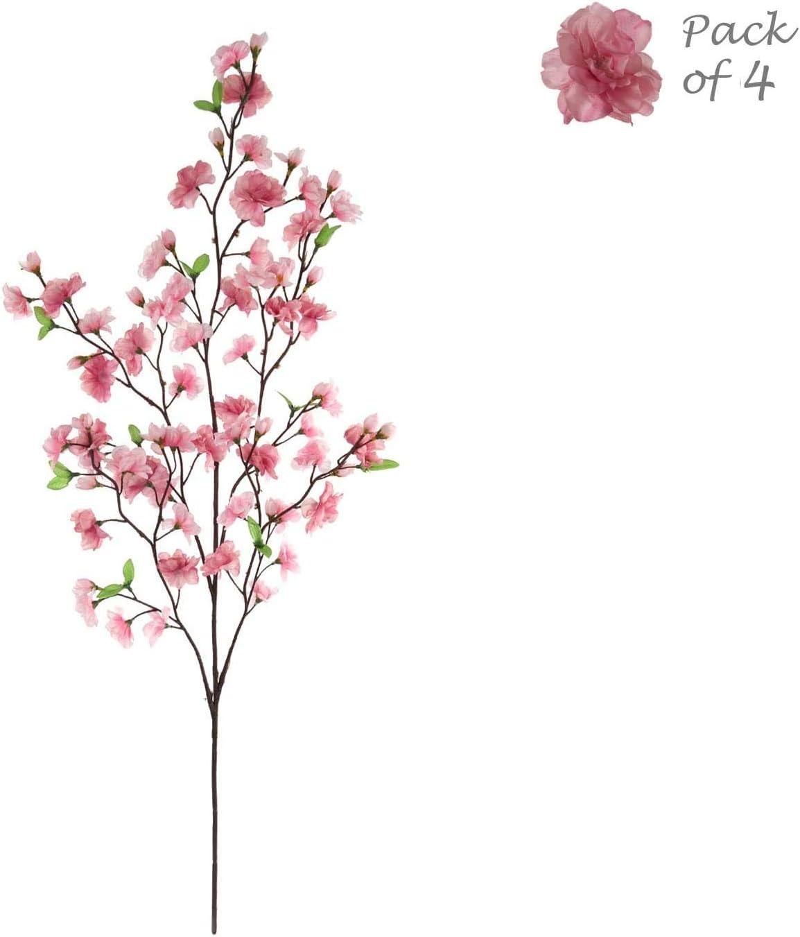 Cherry Blossom Artificial Flower Set of Four 36 Inch Blossom Branches LIGHT PINK