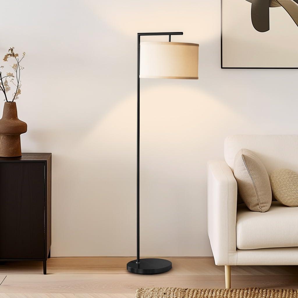 Montage Modern 60 in. Mid-Century Modern LED Floor Lamp with Fabric Drum Shade