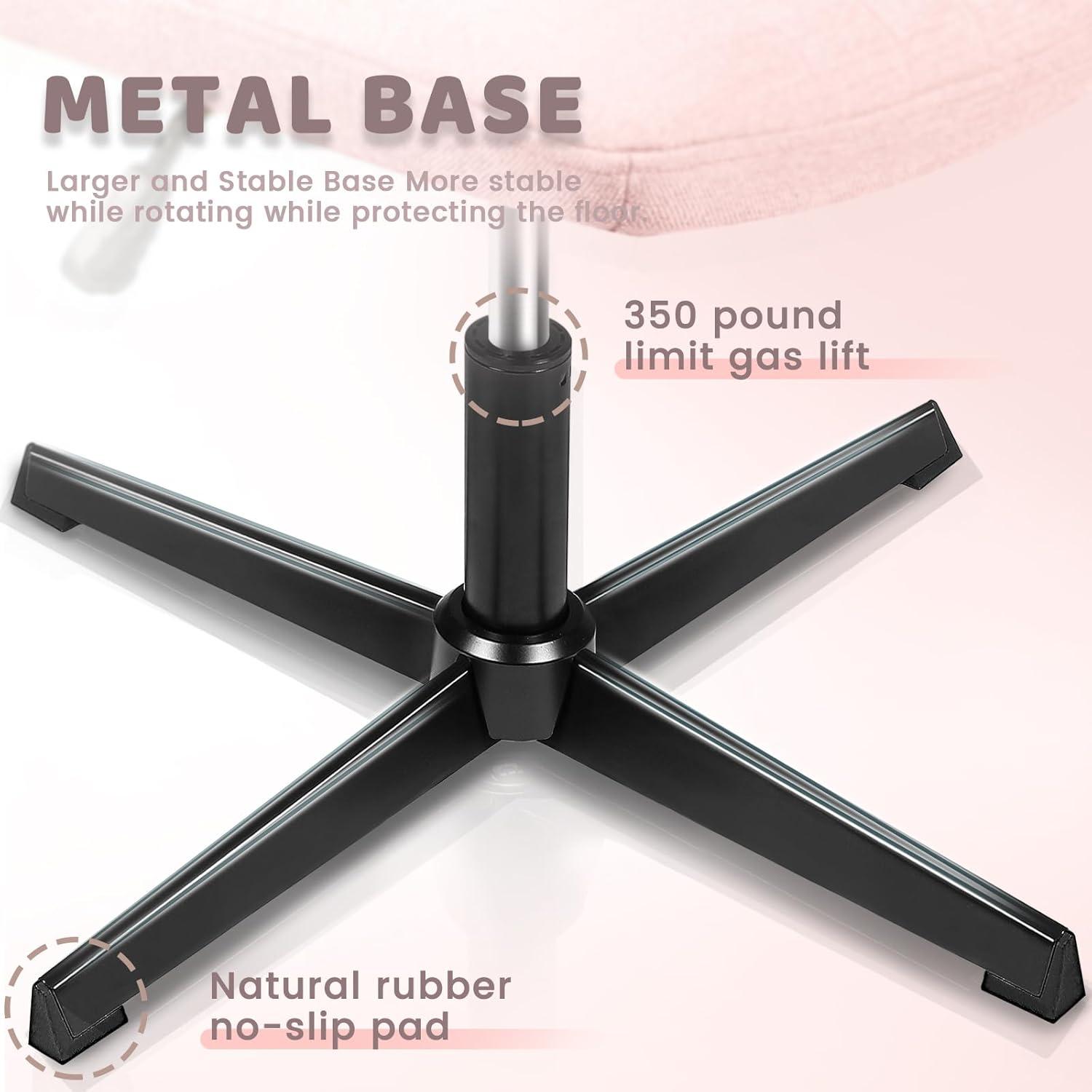 FDW Criss Cross Chair Armless Office Chair No Wheels Modern Swivel Height Adjustable Ergonomic Desk Chair With Wide Seat Computer Task Vanity Chair For Home Office