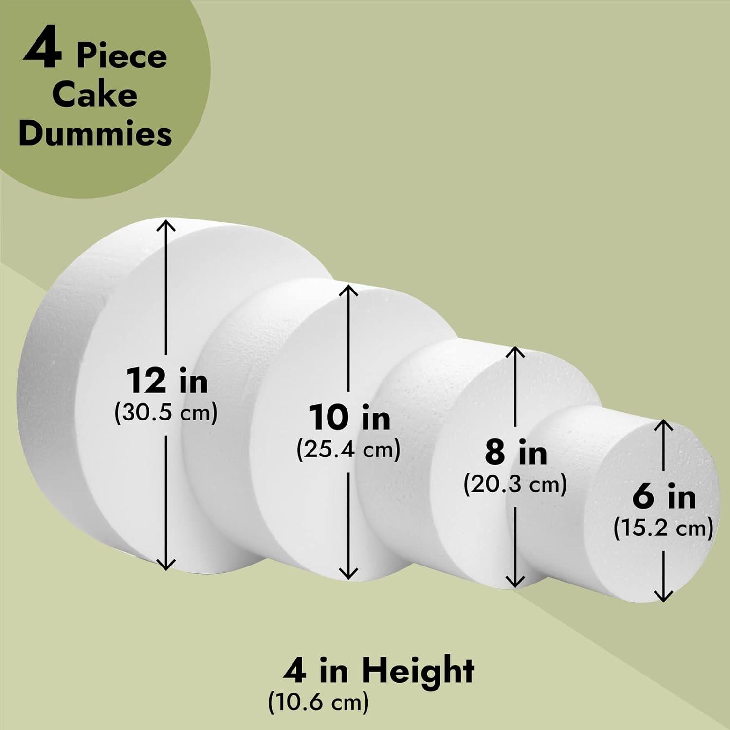4 Pack Foam Cake Dummy for Decorating and Wedding Display,Sculpture,Modeling DIY Arts,Kids Class,Floral
