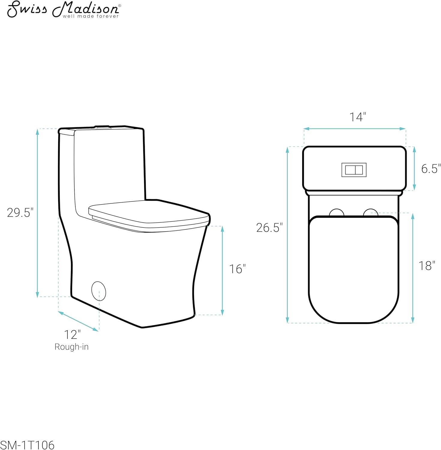 Swiss Madison Concorde One-Piece Square Toilet Dual-Flush 1.1/1.6 gpf