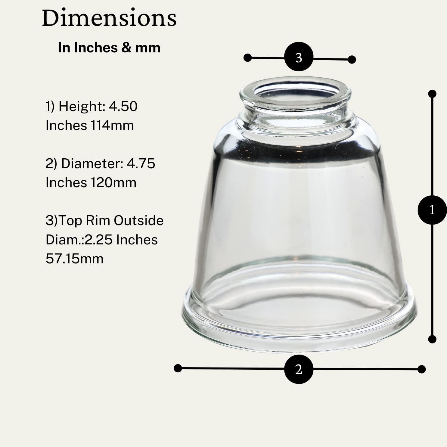 LIGHTACCENT Clear Glass Ceiling Fan Light Covers, Glass Lamp Shade Replacement for Ceiling Fans with Lights, Ceiling Fan Globe Replacement, Fan Light Cover, Black Light, 4-Pack Set of 4