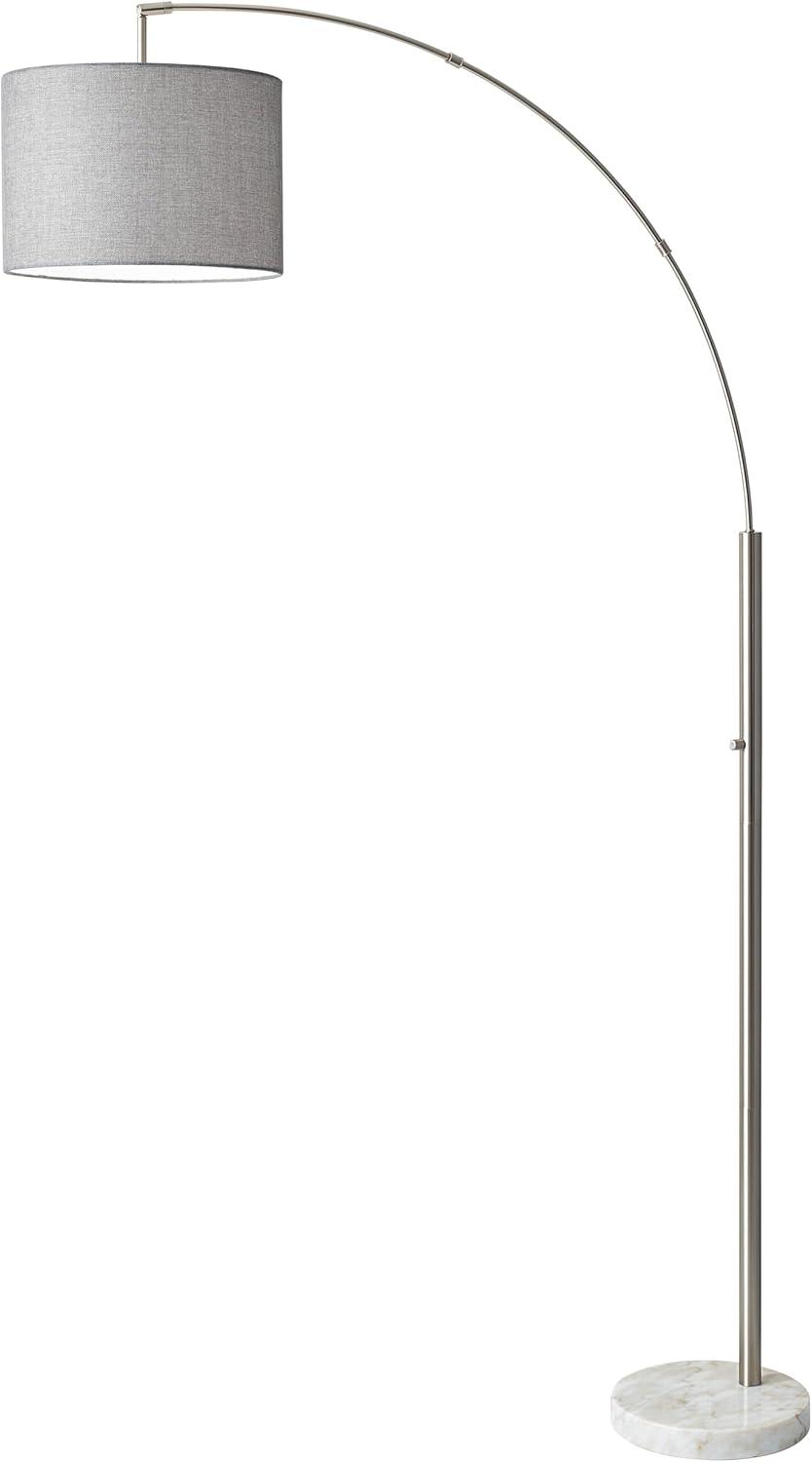 73.5" Bowery Arc Lamp Steel - Adesso: Contemporary Design, ETL Listed, Linen Shade, Metal Body