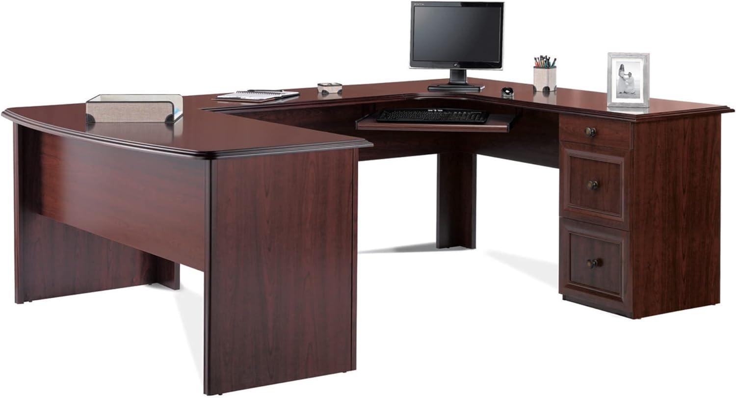 Realspace® Broadstreet 65"W U-Shaped Executive Corner Desk, Cherry