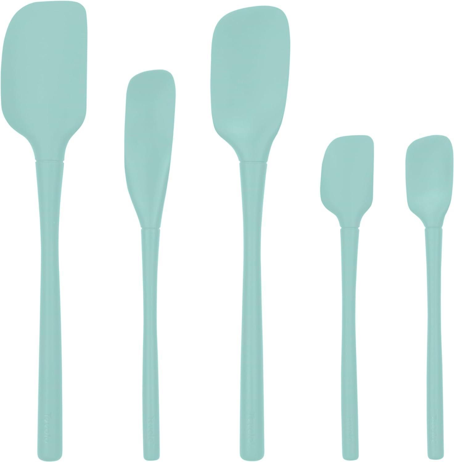 Light Aqua Silicone 5-Piece Spatula Set with Nylon Core