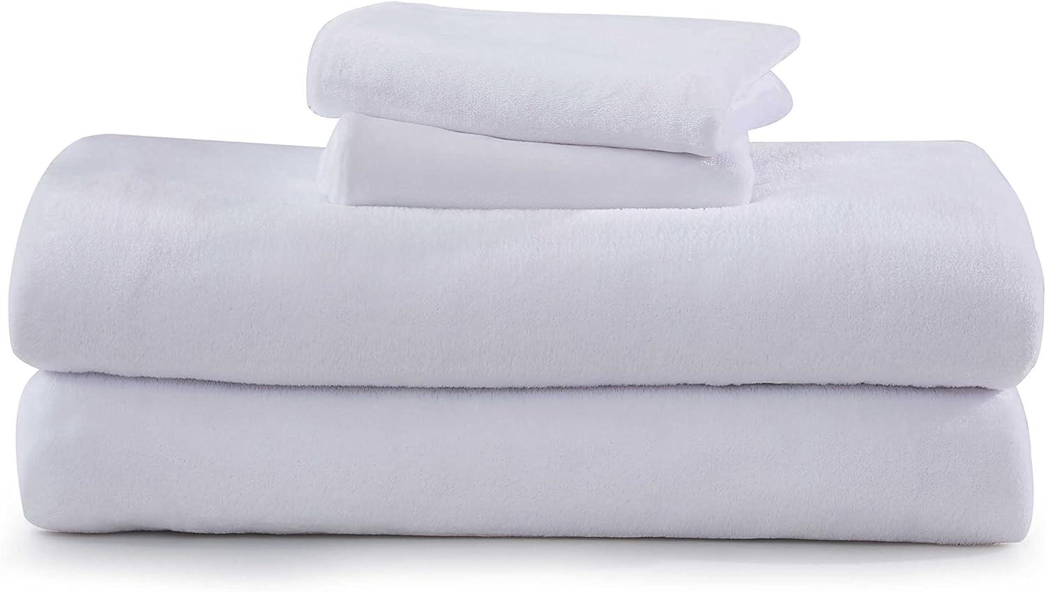 California King White Flannel Polyester Sheet Set