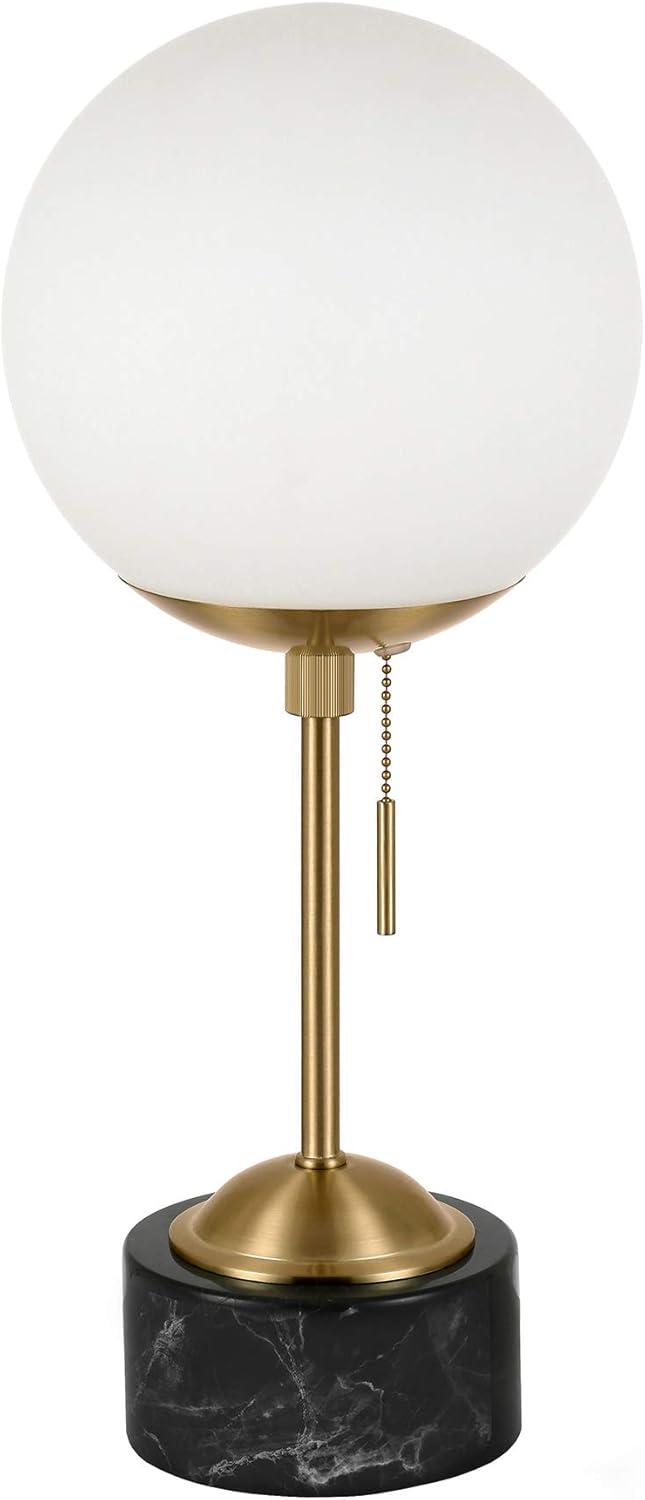 Evelyn&Zoe Modern Marble Table Lamp with White Globe Shade