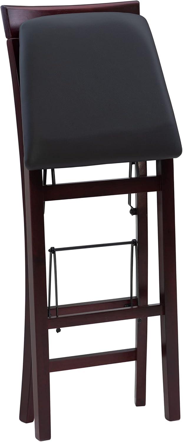 Triena X Back Faux Leather Folding Barstool Espresso - Linon: Padded Seat, Wood Legs, No Assembly Required