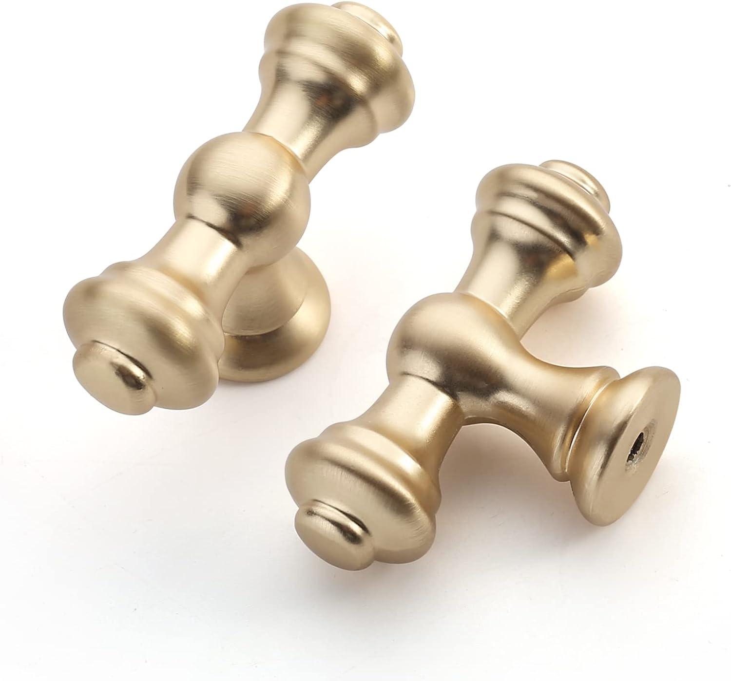 Asidrama 10 Pack Brushed Brass Cabinet Knobs - Gold Dresser & Drawer Knobs for Kitchen Cabinet Hardware