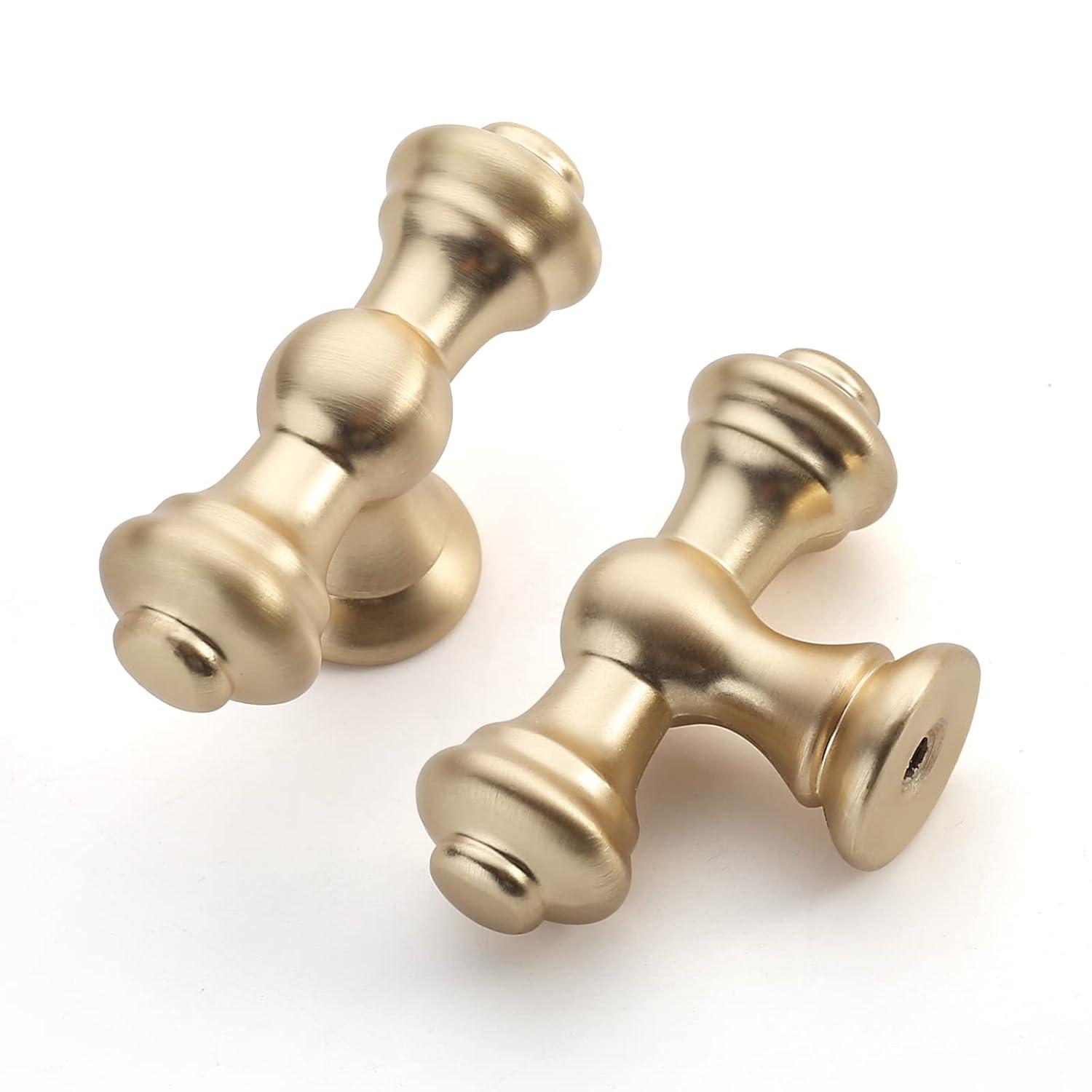 Asidrama 10 Pack Brushed Brass Cabinet Knobs - Gold Dresser & Drawer Knobs for Kitchen Cabinet Hardware