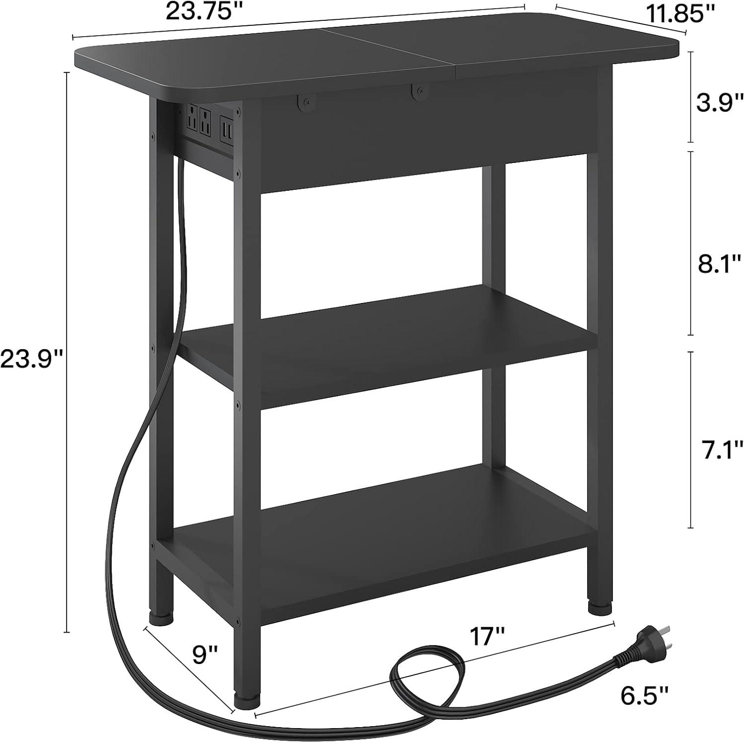 End Table with USB Ports and Outlets,Sofa Couch Table Bedside Table for Living Room Bedroom