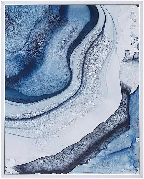 Ethereal Blue Abstract Canvas Wall Art Set with White Frame