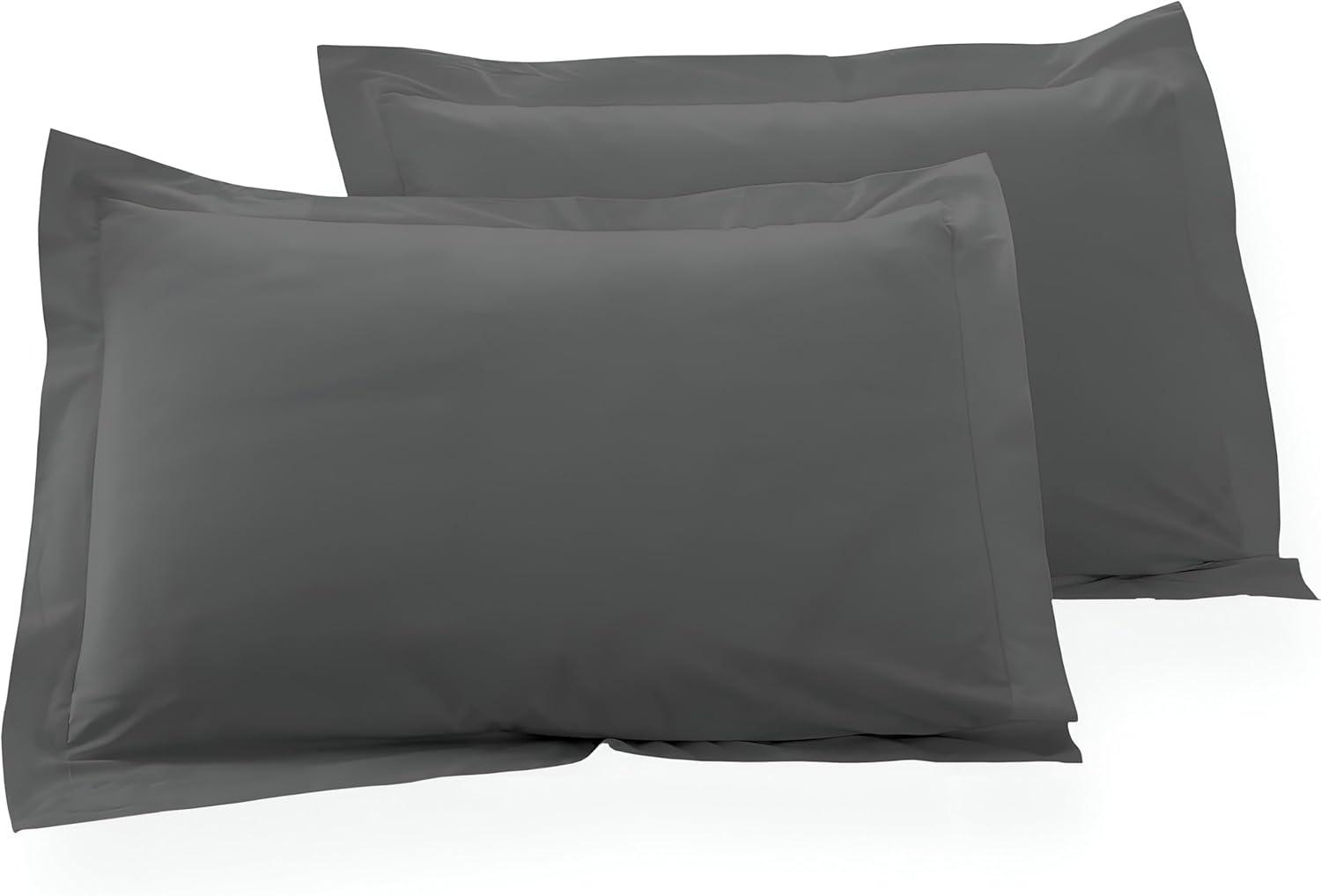 Mellanni Pillow Shams Set of 2 - Iconic Collection Decorative Pillow Covers / Cases 20"x36" with 2" Flange - King Size, Gray