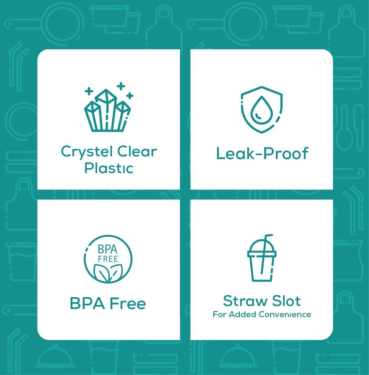 GUSTO [9 oz. - 50 Count Clear Plastic Cups With Dome Lids (No Hole), Fruit Cups with Lids for Party - Perfect for Smoothies, Milkshakes, and To-Go Beverages - (Formerly Comfy Package)