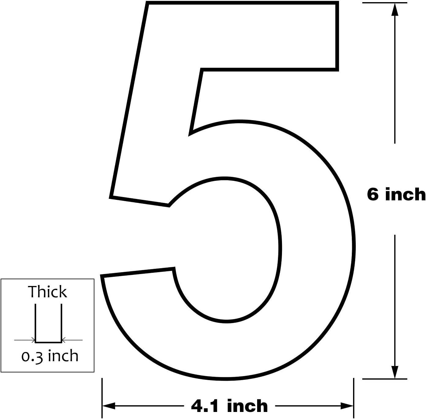 Barton 6" Large House Number 5 Floating Number Home Apartment Condo Hotel Number