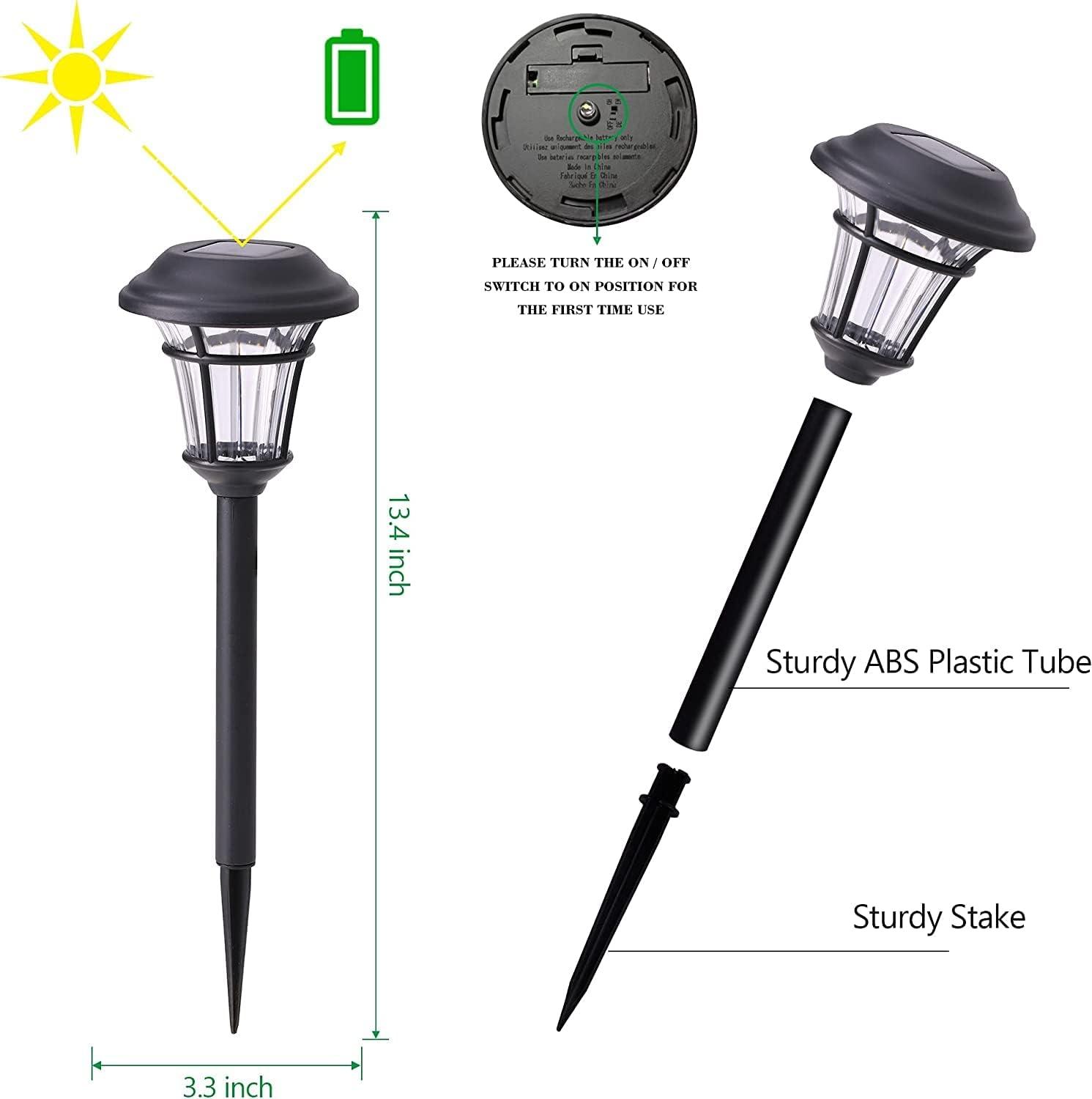 Black Solar Powered LED Pathway Light Set of 8