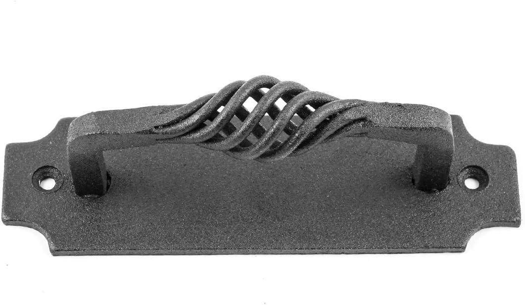 Renovators Supply Cabinet Handles 5.24" Black Wrought Iron Pull Handle Antique Colonial Birdcage Style Drawer and Dresser Door Handles w/Screws Pack of 2