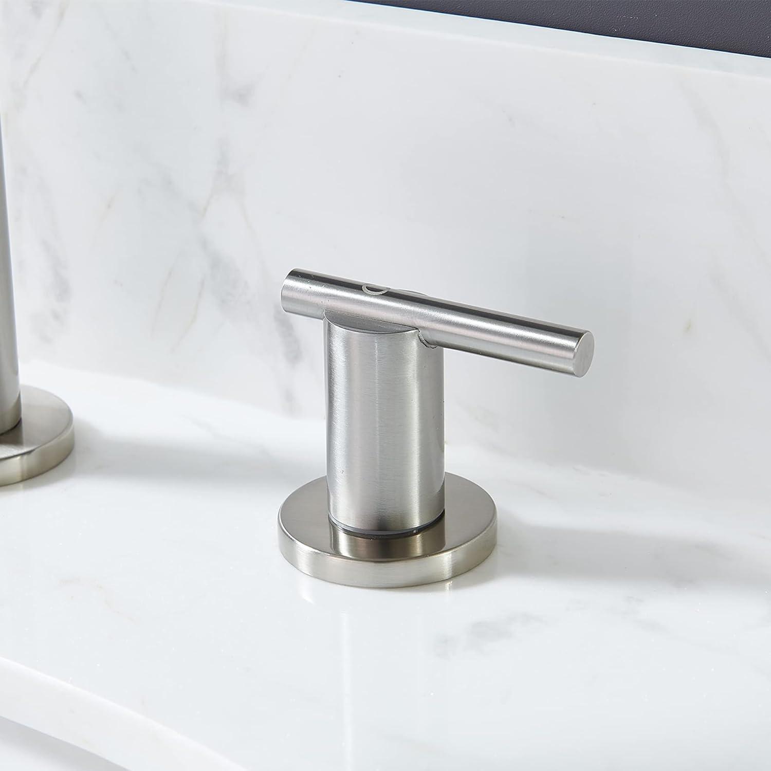 VAPSINT Black Bathroom Faucet 3 Hole, 8 Inch Widespread Matte Black Waterfall Bathroom Sink Faucet, 2 Handle Lavatory Vanity Faucet for Bathroom Sink with Pop Up Drain & Supply Hoses