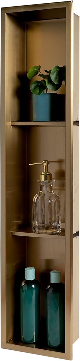 Brushed Gold Stainless Steel Triple Shelf Shower Niche