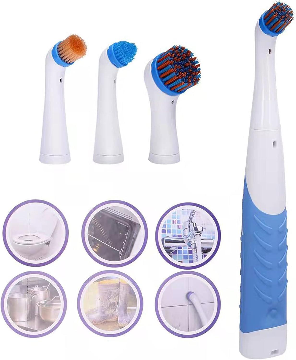 Electric Cleaning Brush with 4 in 1 Multiple Brush Heads, Indoor Household Cordless Motorized Brush for Bathroom Toilet Kitchen Tile Crevice
