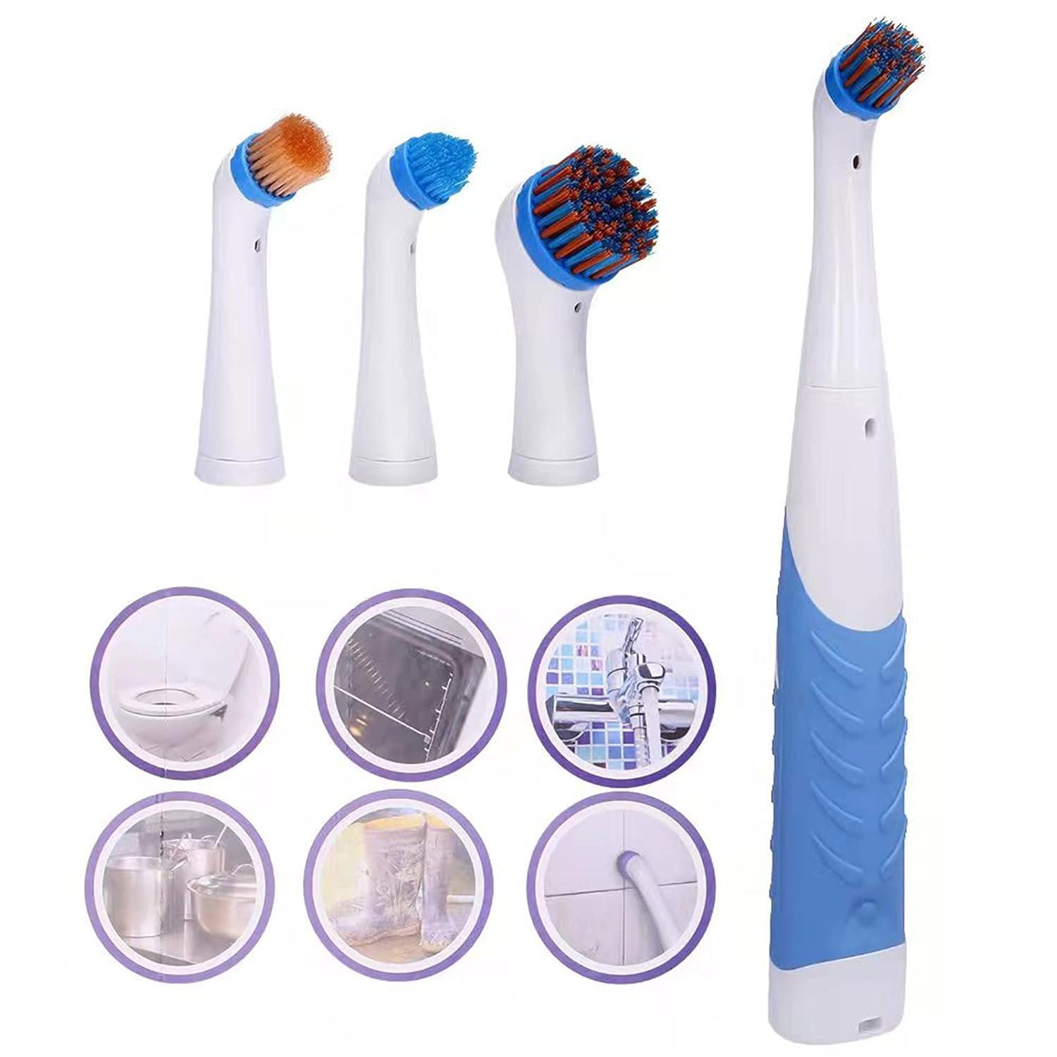 Electric Cleaning Brush with 4 in 1 Multiple Brush Heads, Indoor Household Cordless Motorized Brush for Bathroom Toilet Kitchen Tile Crevice