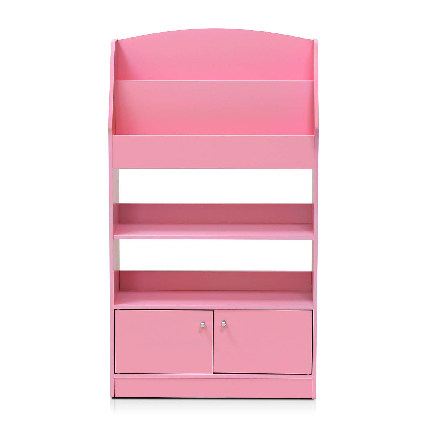 Kidkanac Magazine & Bookshelf with Toy Storage Cabinet, Pink