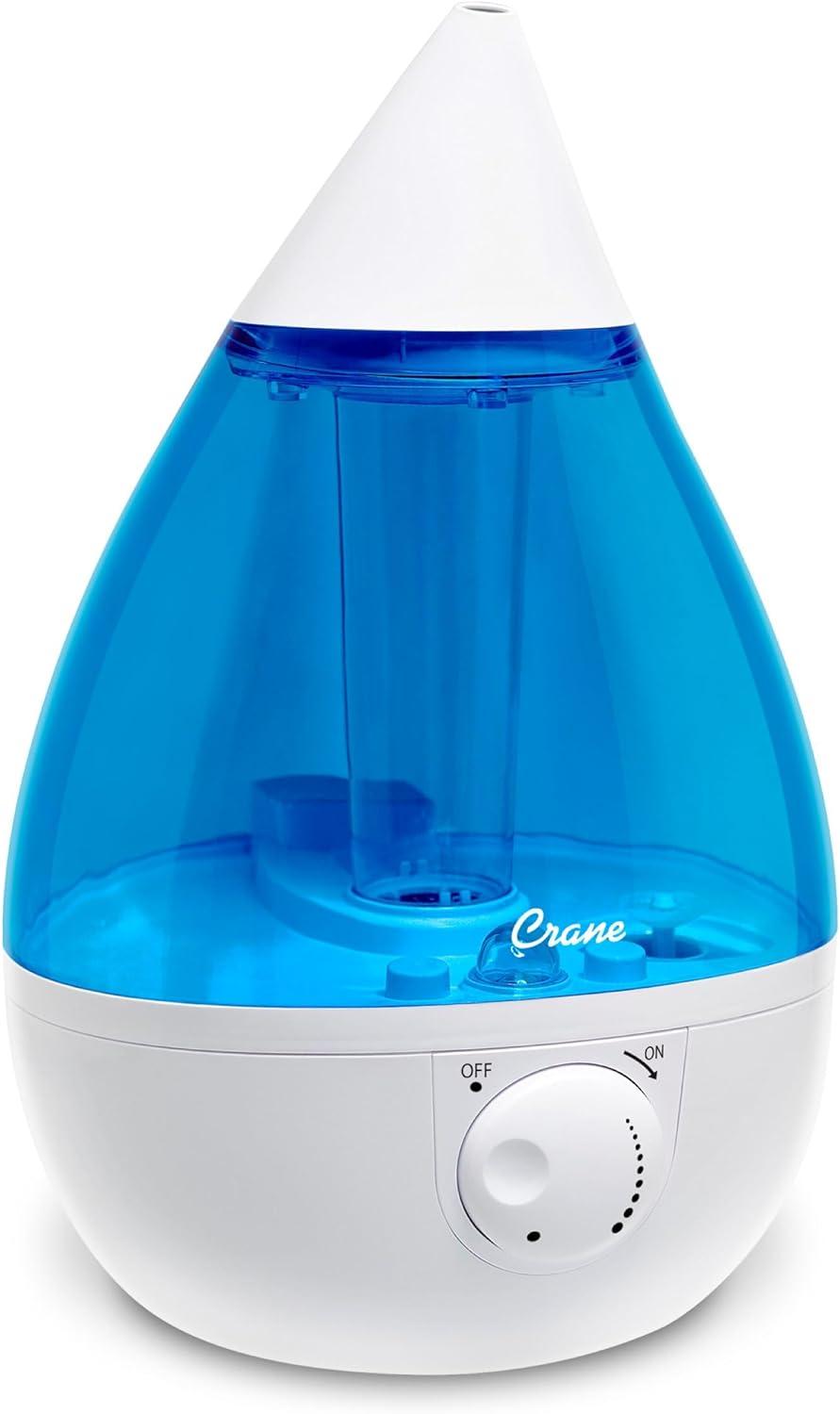 Crane USA 1 Gal. Cool Mist Ultrasonic Humidifier for Bedroom, Office, Nursery, Blue/White, Crane USA