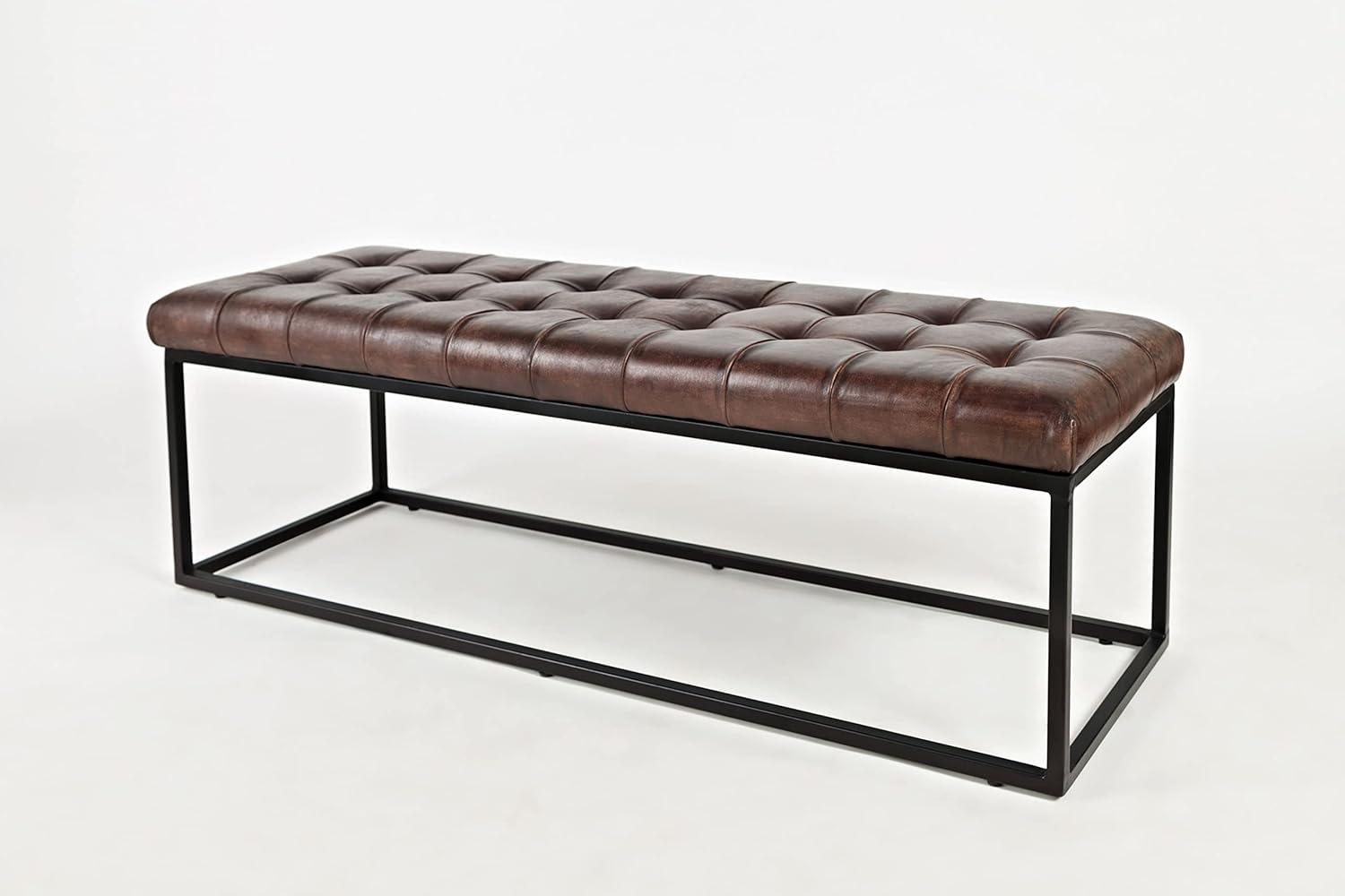 Global Archive 55" Genuine Distressed Leather Ottoman Bench