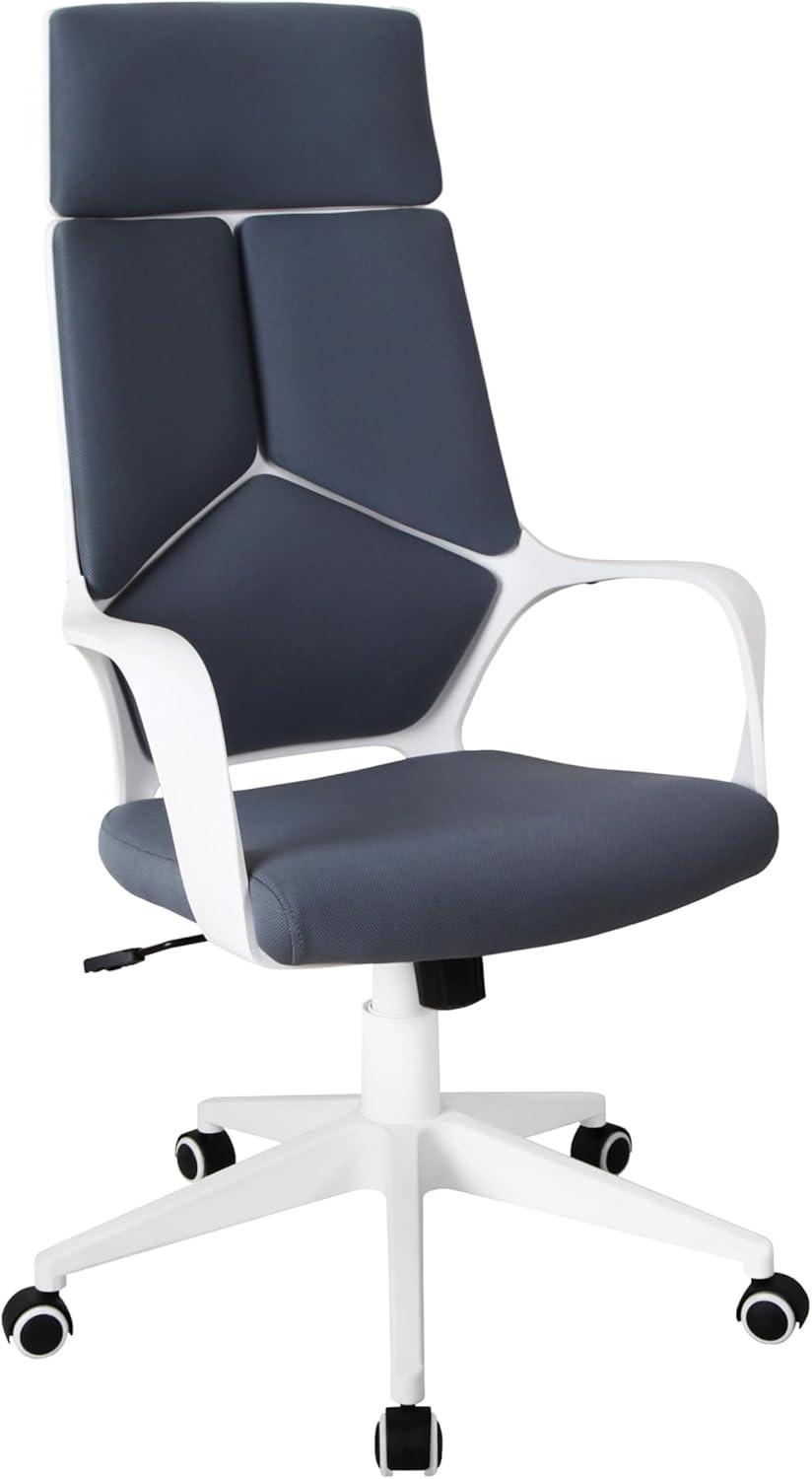 Modern Studio Office Chair Gray/White - Techni Mobili: Swivel, Adjustable, Ergonomic with Nylon Base