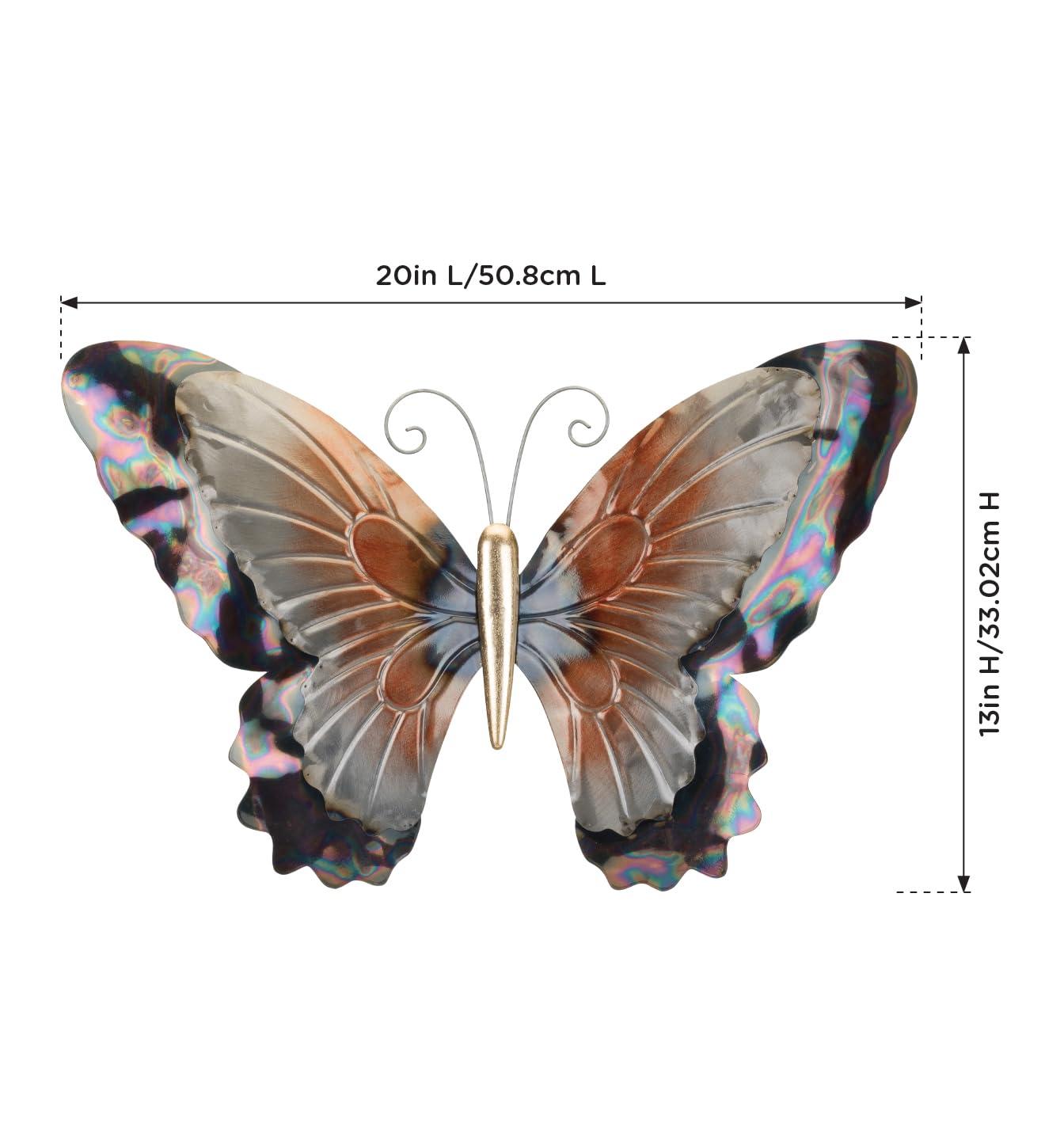 Bronze and Gold Hand-Painted Metal Butterfly Wall Decor Set