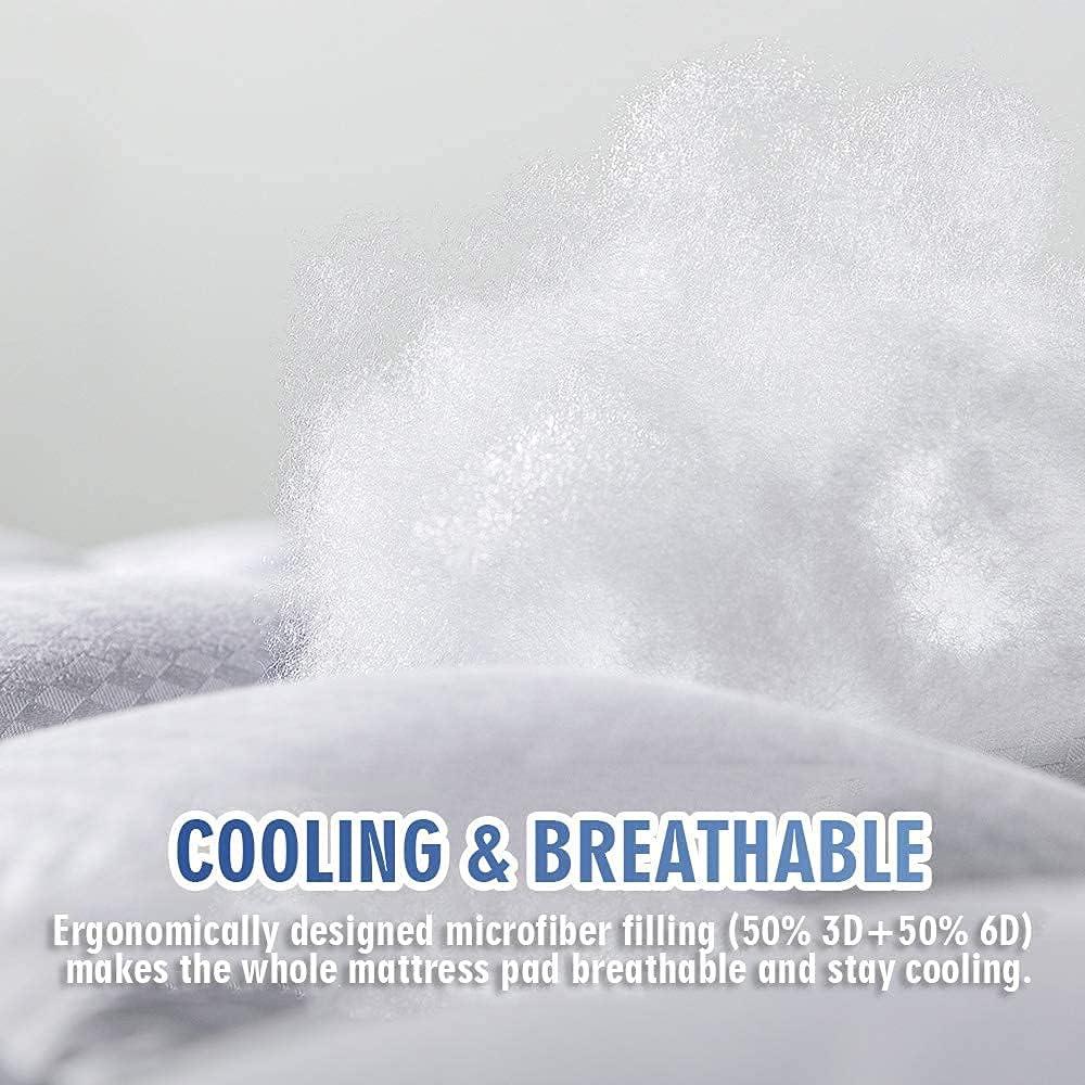 MATBEBY Full Size Mattress Pad - Cooling Breathable Mattress Topper, Quilted Fitted Mattress Protector, Pillow Top Mattress Cover with 8-21" Deep Pocket, Soft, Machine Washable, White, 54x75 Inches