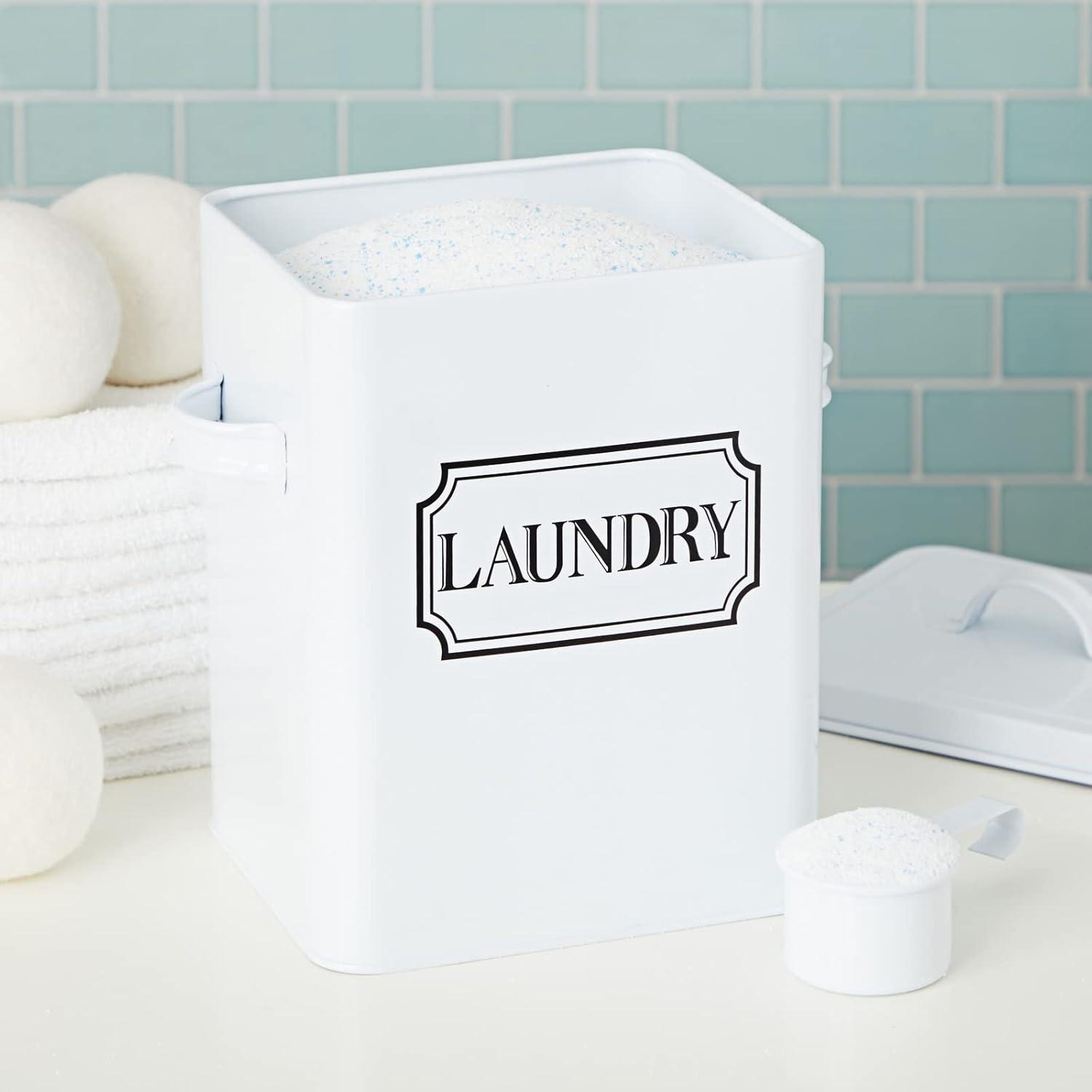 Juvale Laundry Detergent Container for Powder, Beads, Pods, Laundry Canister with Scoop for Bathroom, 100 Oz Capacity, 9x7x6 In