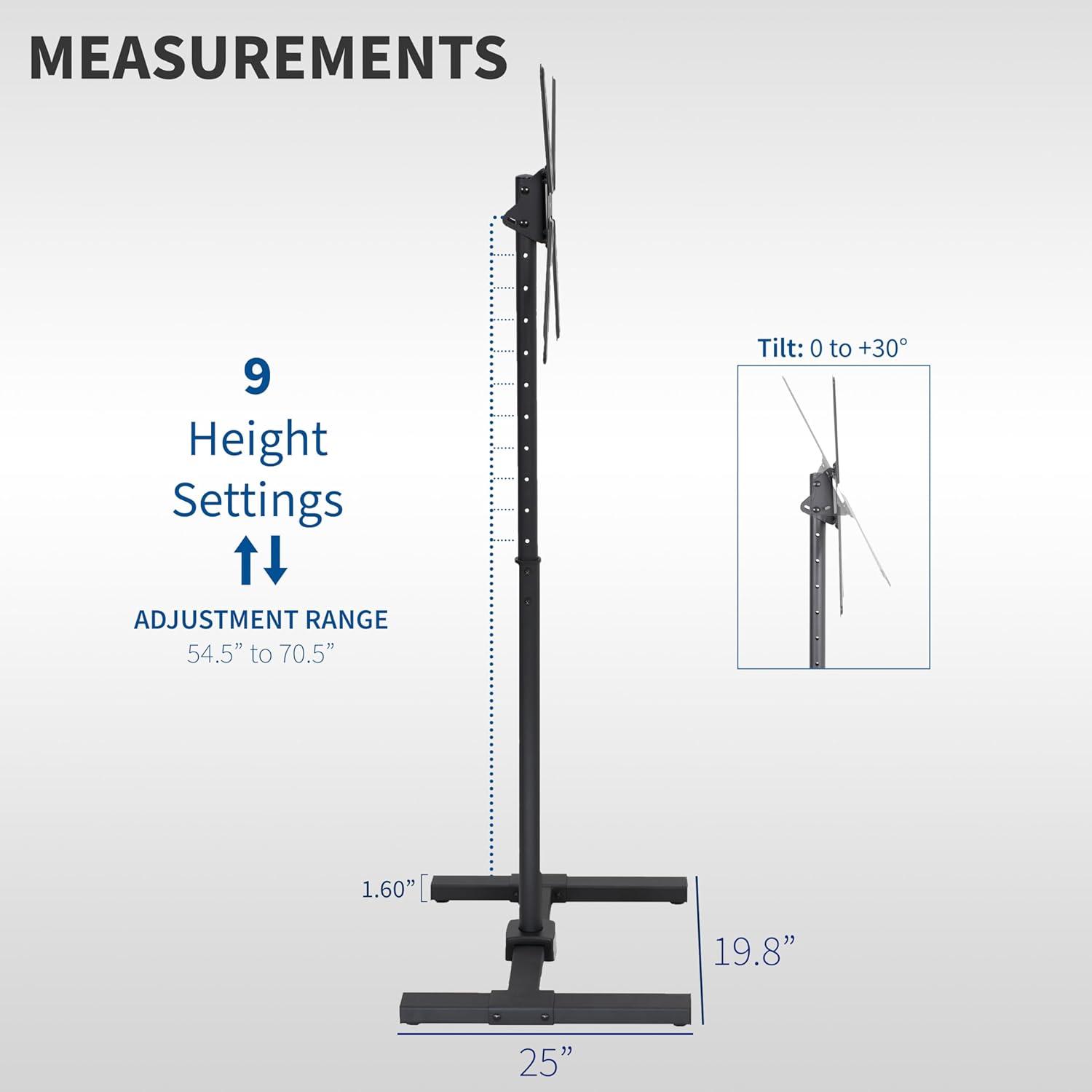 VIVO Extra Tall TV Floor Stand for 13" to 65" Screens, Height Adjustable Mount